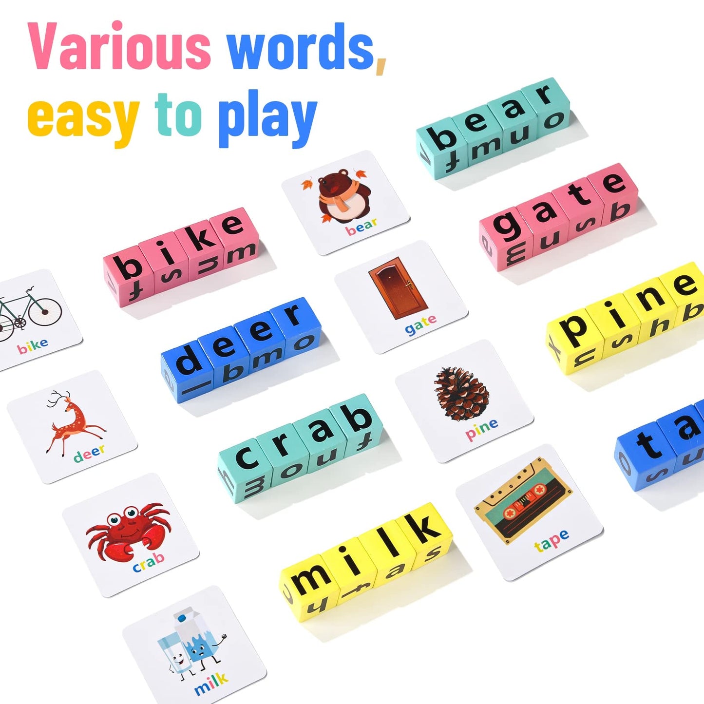 DragonflyDreams Wooden Alphabet Spelling Blocks – Early Learning Toy