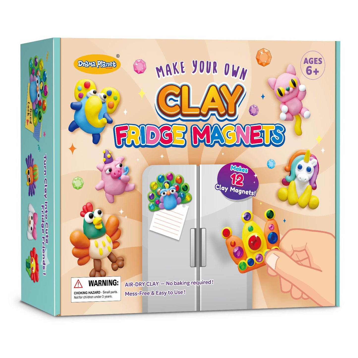 Drama Planet Make Your Own Clay Fridge Magnets Kit – 12 DIY Magnets + 54-Page Idea Book