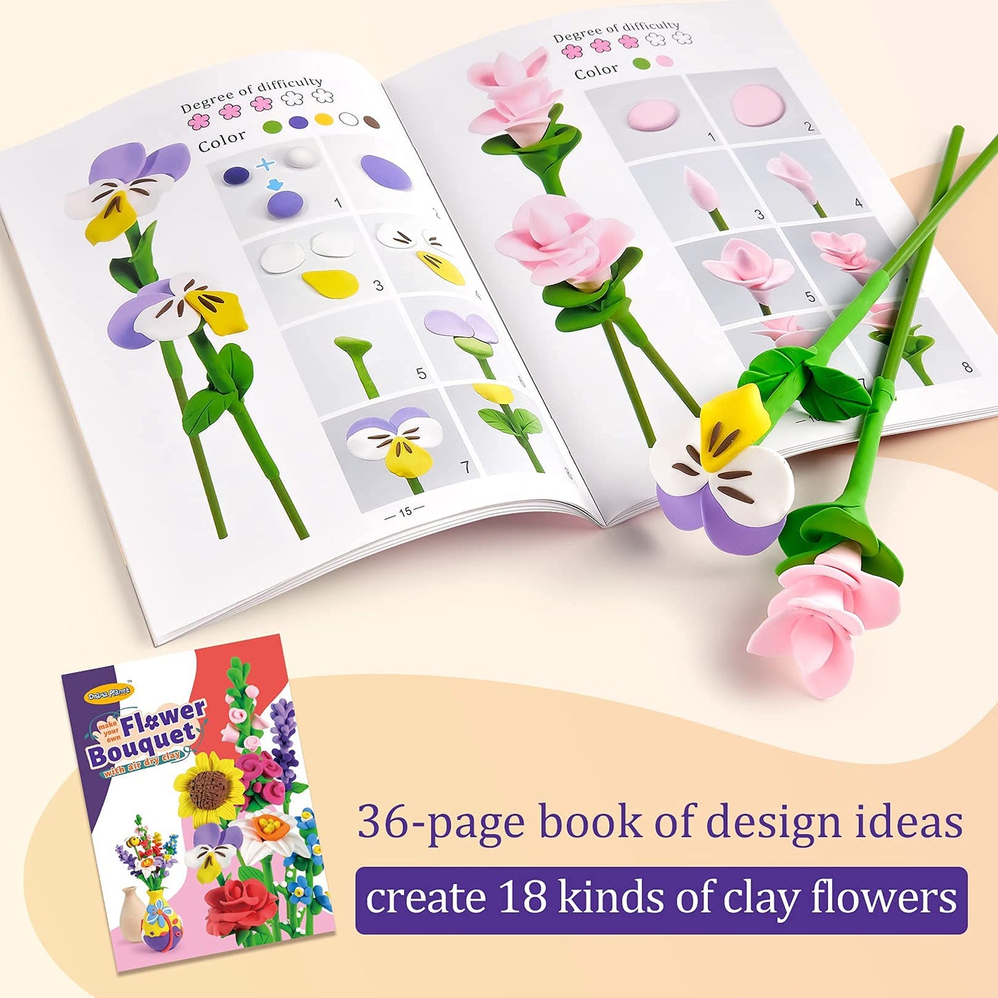 Drama Planet Flower Craft Kit for Kids | Air-Dry Clay Bouquets & Personalized Art