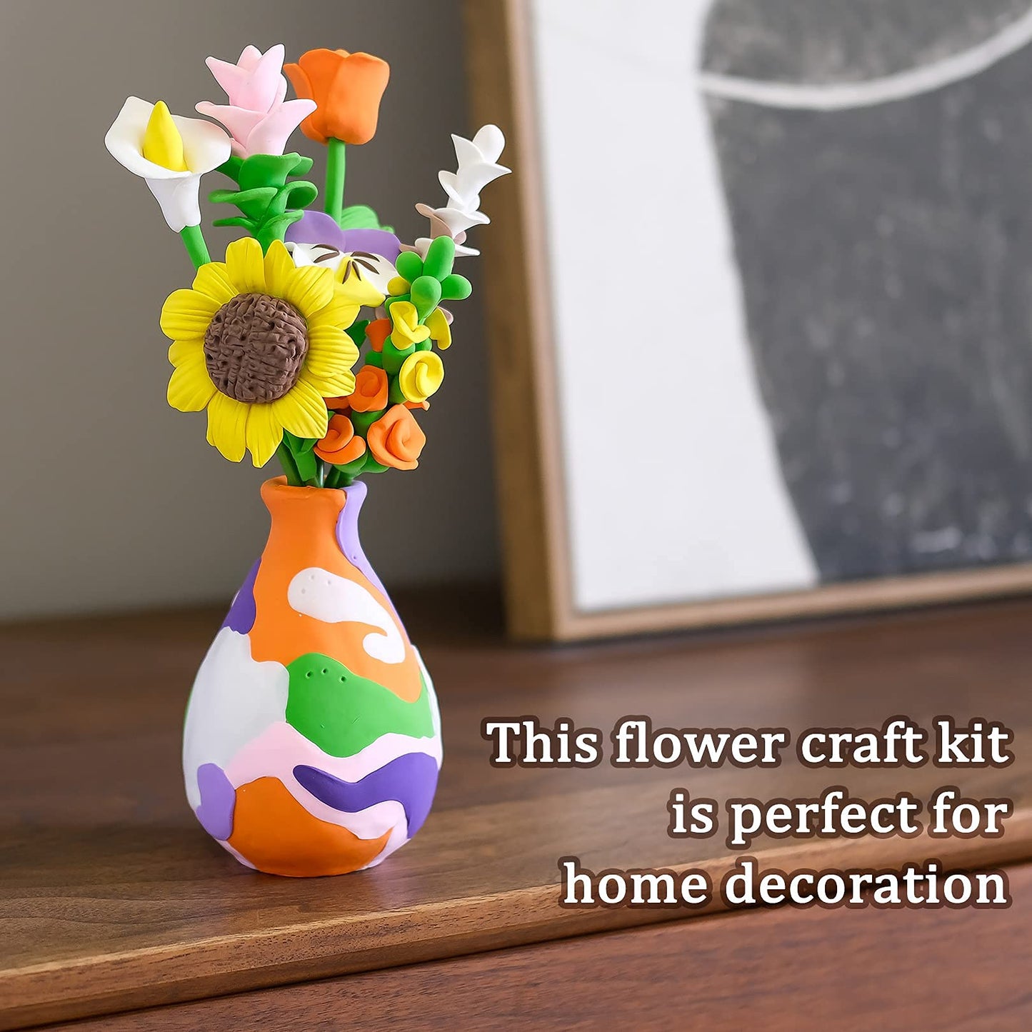 Drama Planet Flower Craft Kit for Kids | Air-Dry Clay Bouquets & Personalized Art