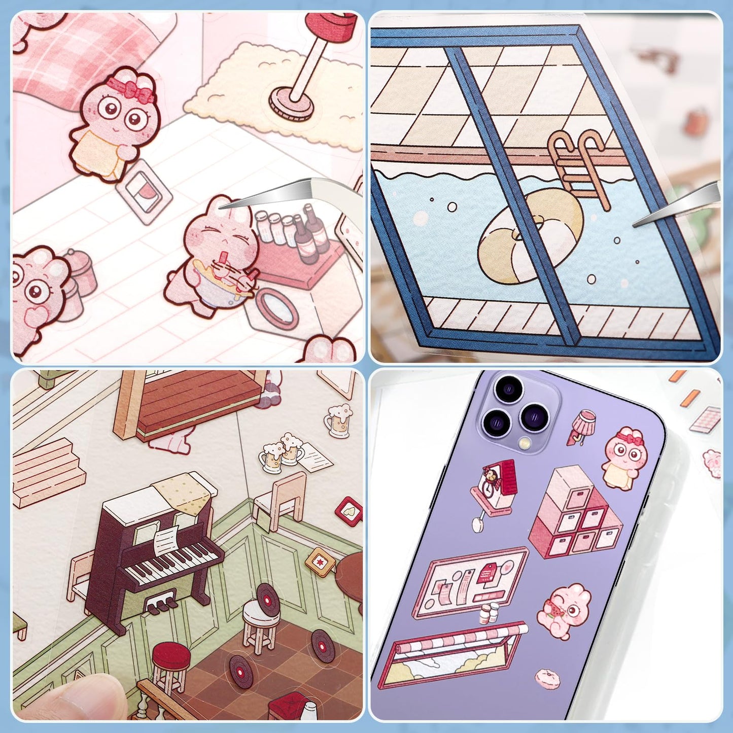 Draupnir DIY 3D House Stickers – 4-Set Scenes for Home, Cafe & Bar
