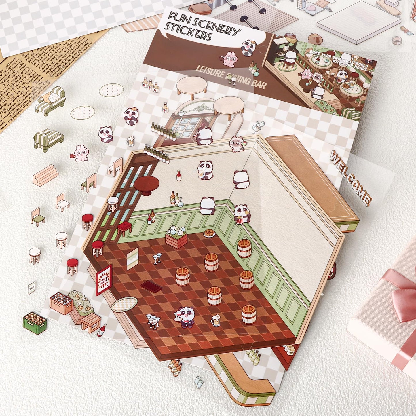 Draupnir DIY 3D House Stickers – 4-Set Scenes for Home, Cafe & Bar