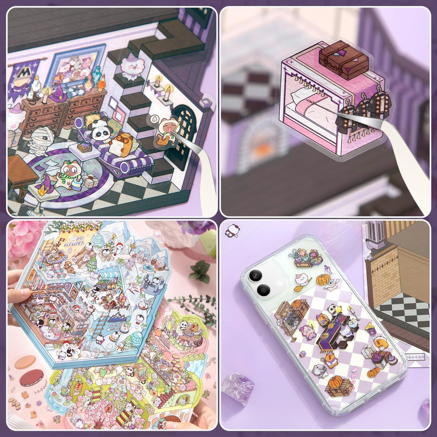 Draupnir DIY 3D House Stickers – 4-Set Creative Scene Kit for Home, Café, Bookstore & More