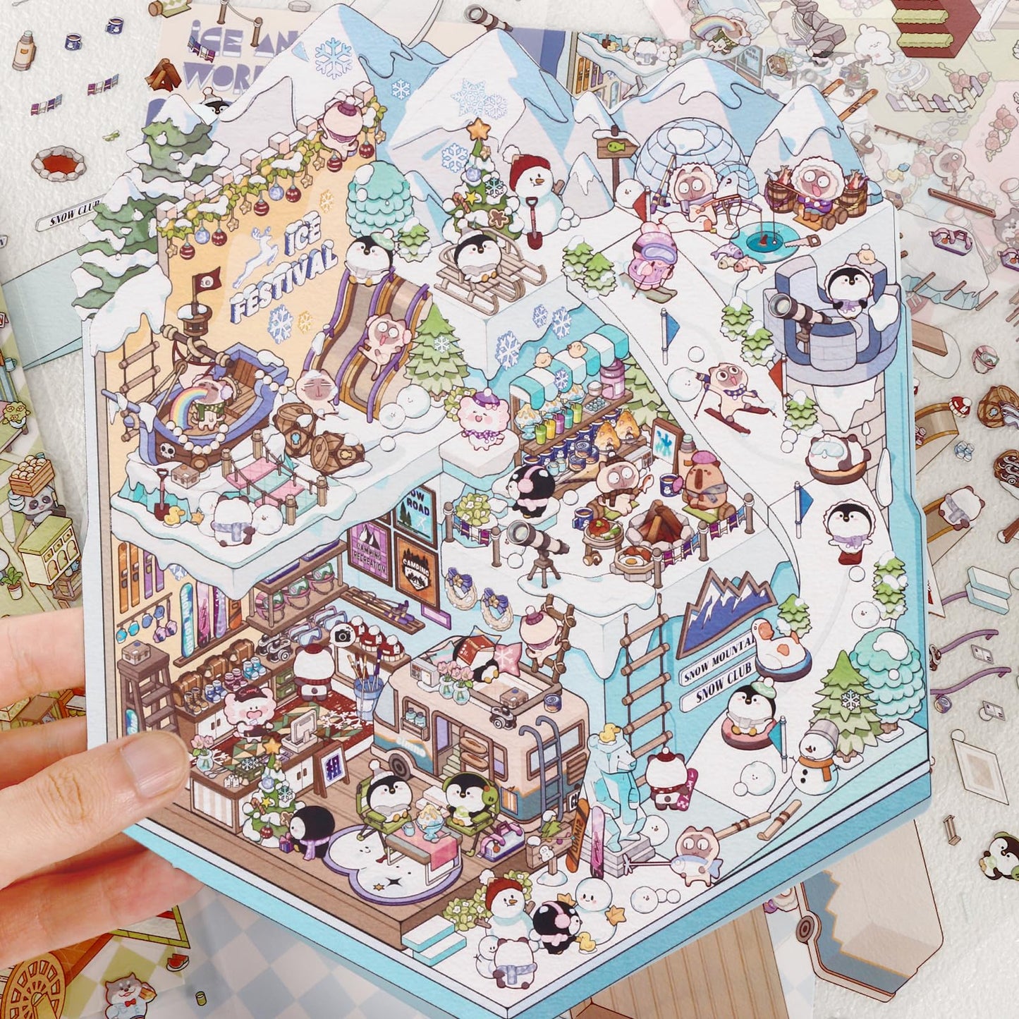 Draupnir DIY 3D House Stickers – 4-Set Creative Scene Kit for Home, Café, Bookstore & More