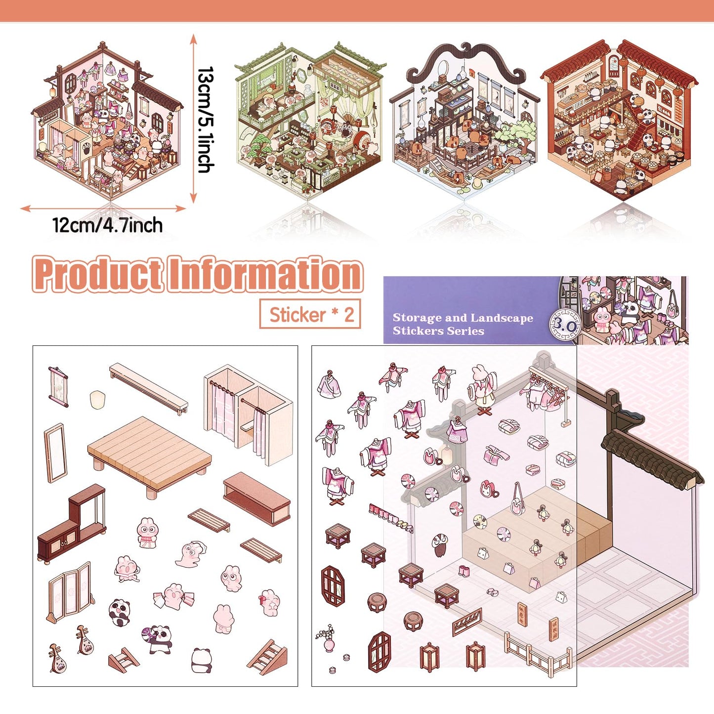 Draupnir DIY 3D House Stickers – 4 Scene Sets for Creative Decor and Relaxation (XM3.0)