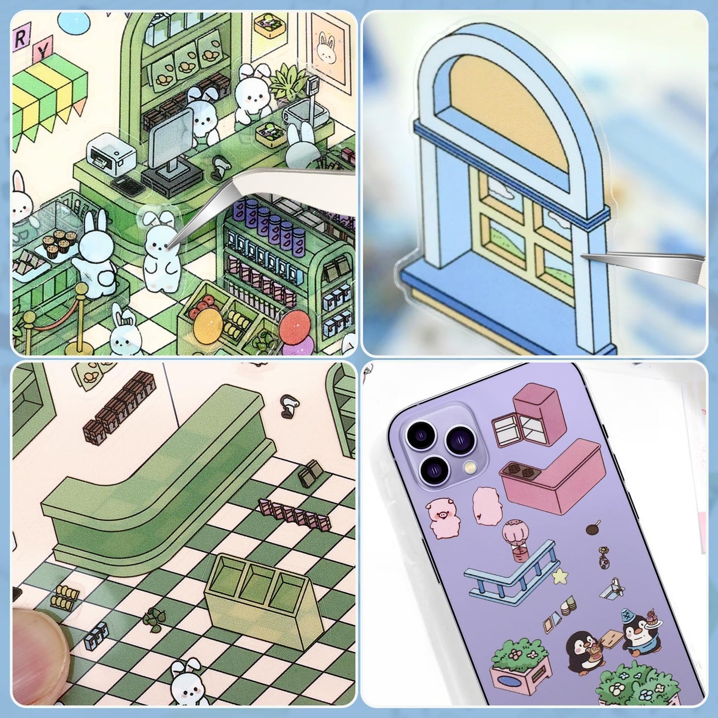 Draupnir DIY 3D House Stickers – 4-Set Creative Scenes for Home, Café & More