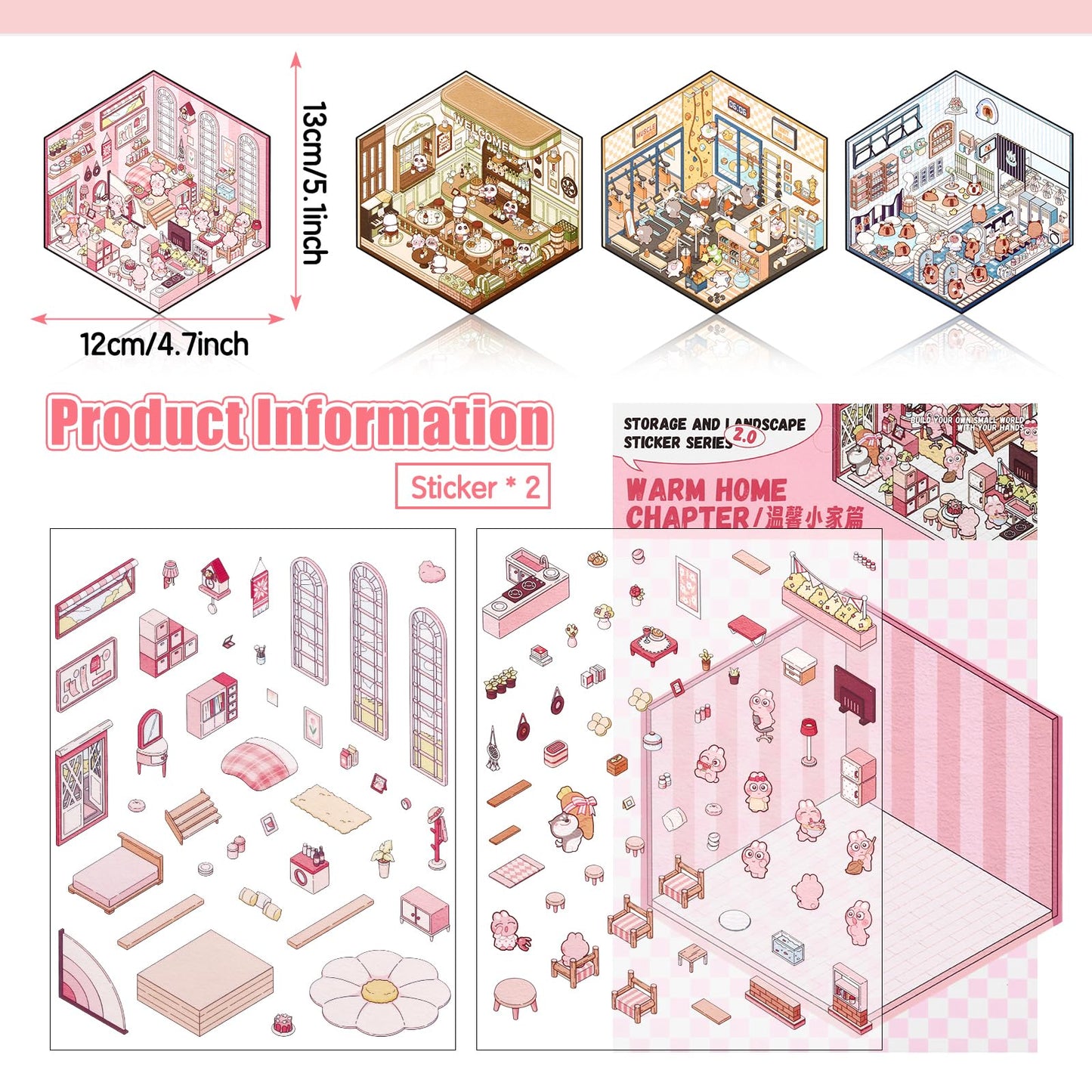 Draupnir DIY 3D House Stickers – 4 Scene Sets for Home, Café & More | XM2.0