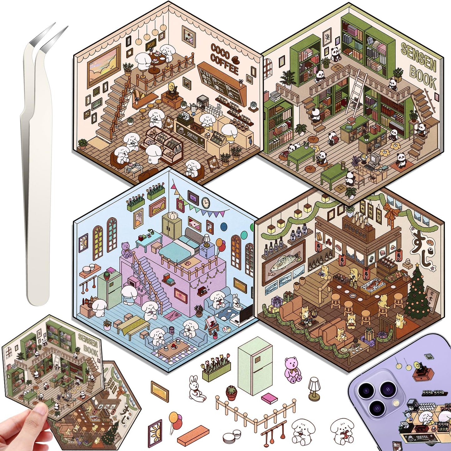Draupnir DIY 3D House Stickers – 4 Theme Sets for Creative Home Scenes