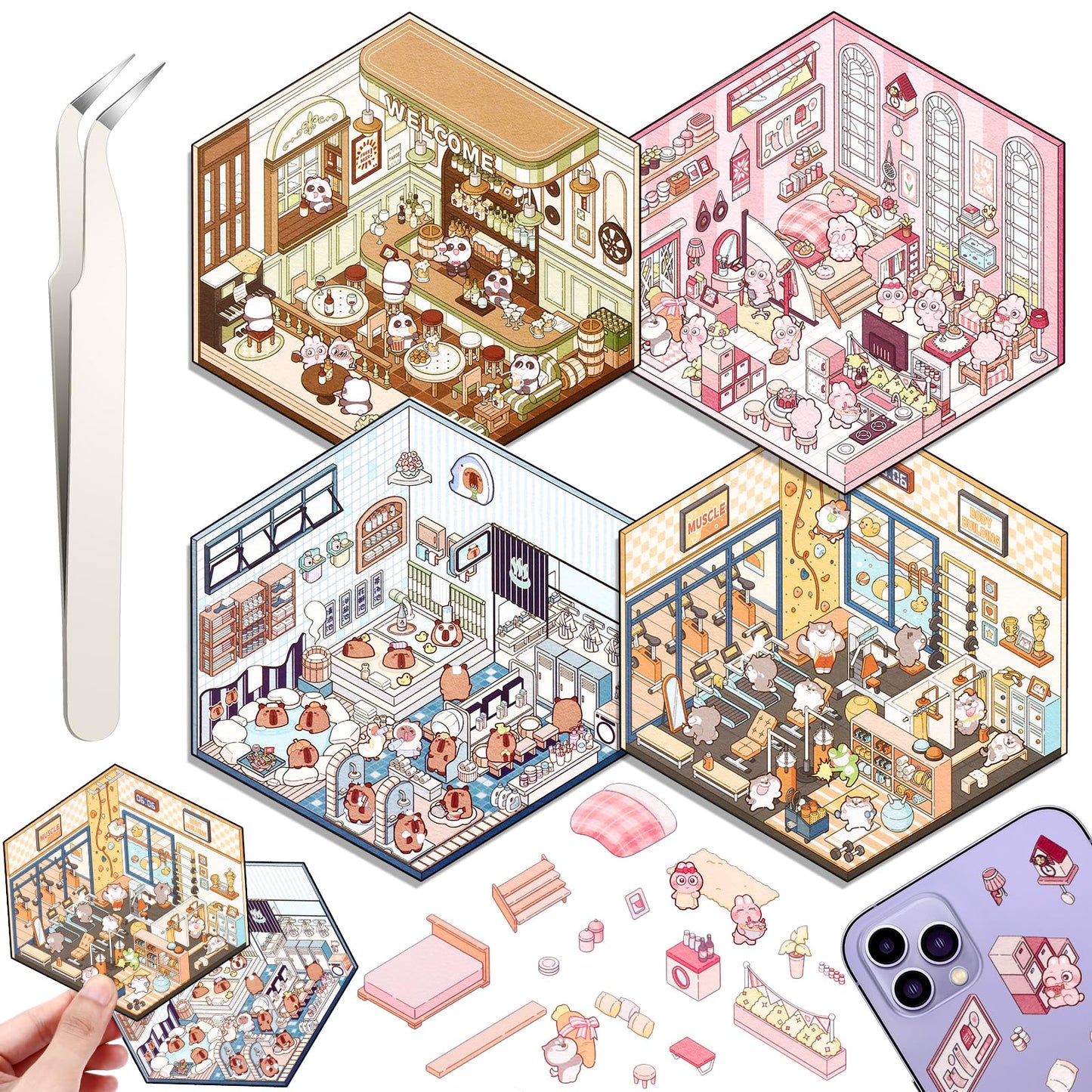Draupnir DIY 3D House Stickers – 4 Scene Sets for Home, Café & More | XM2.0
