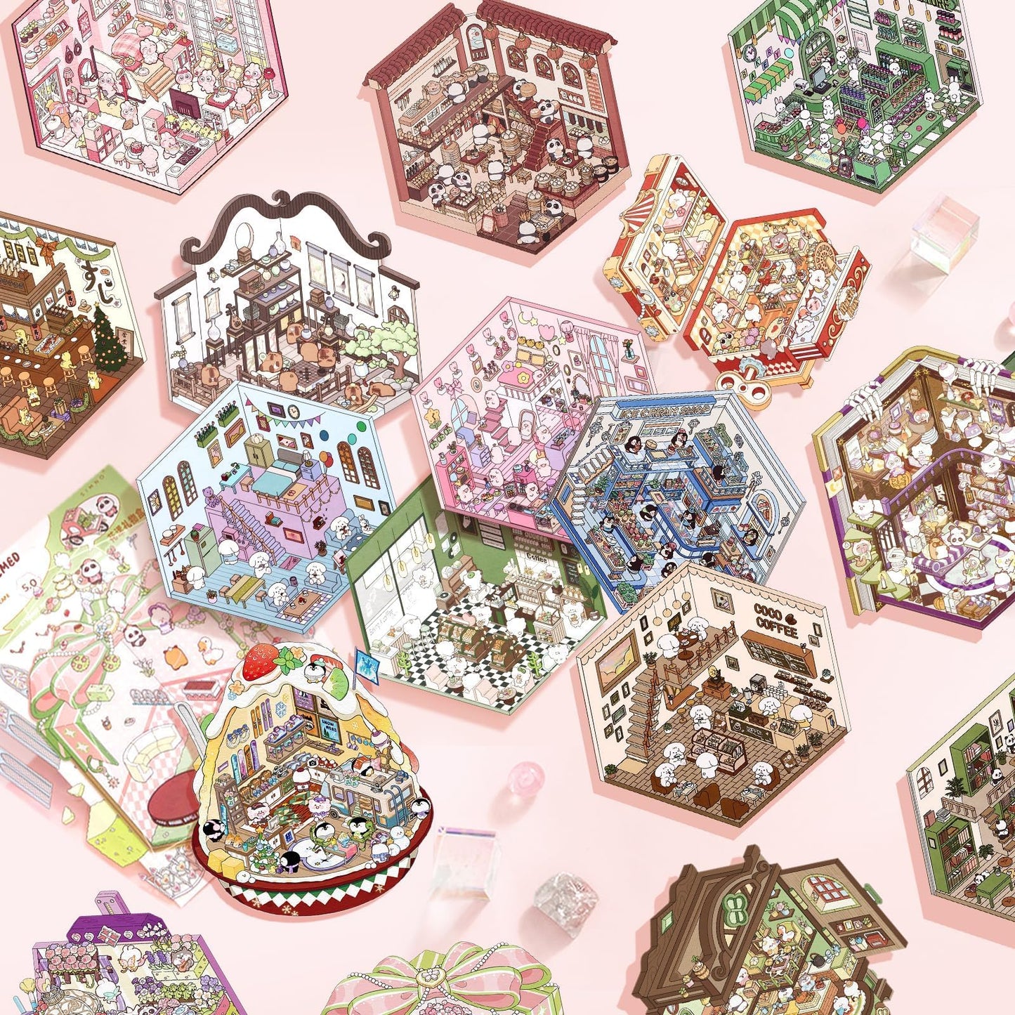 Draupnir DIY 3D House Stickers Scene – 28-Pack Creative Sticker Therapy