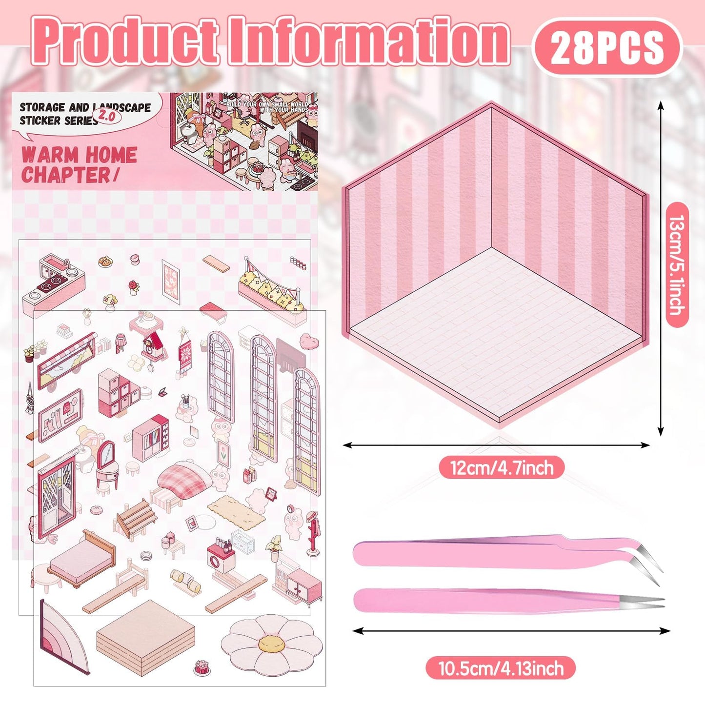 Draupnir DIY 3D House Stickers Scene – 28-Pack Creative Sticker Therapy