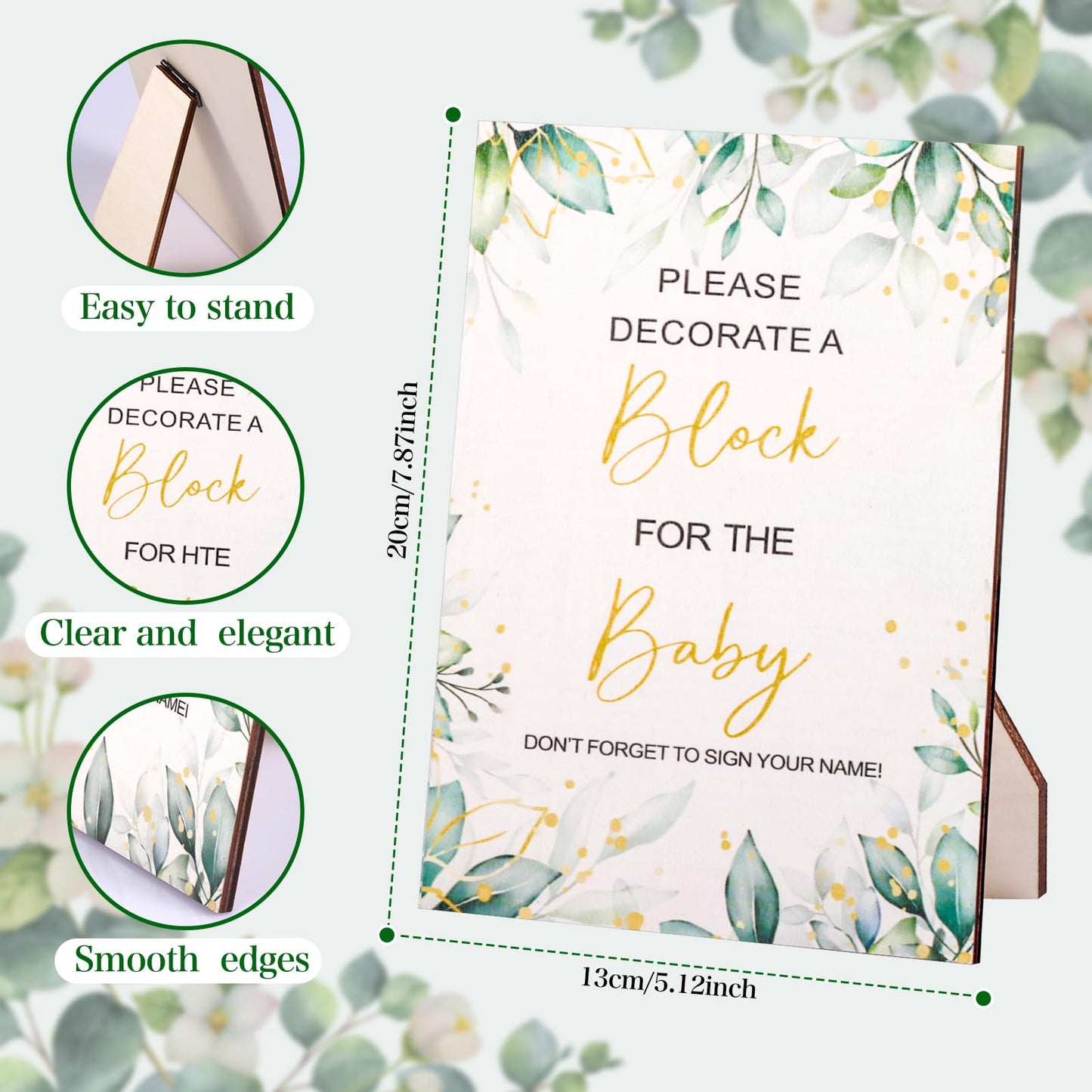 Draupnir Baby Shower Sign Kit: 50 Wooden Blocks, 36 Markers, 4 Stencils & Storage Box