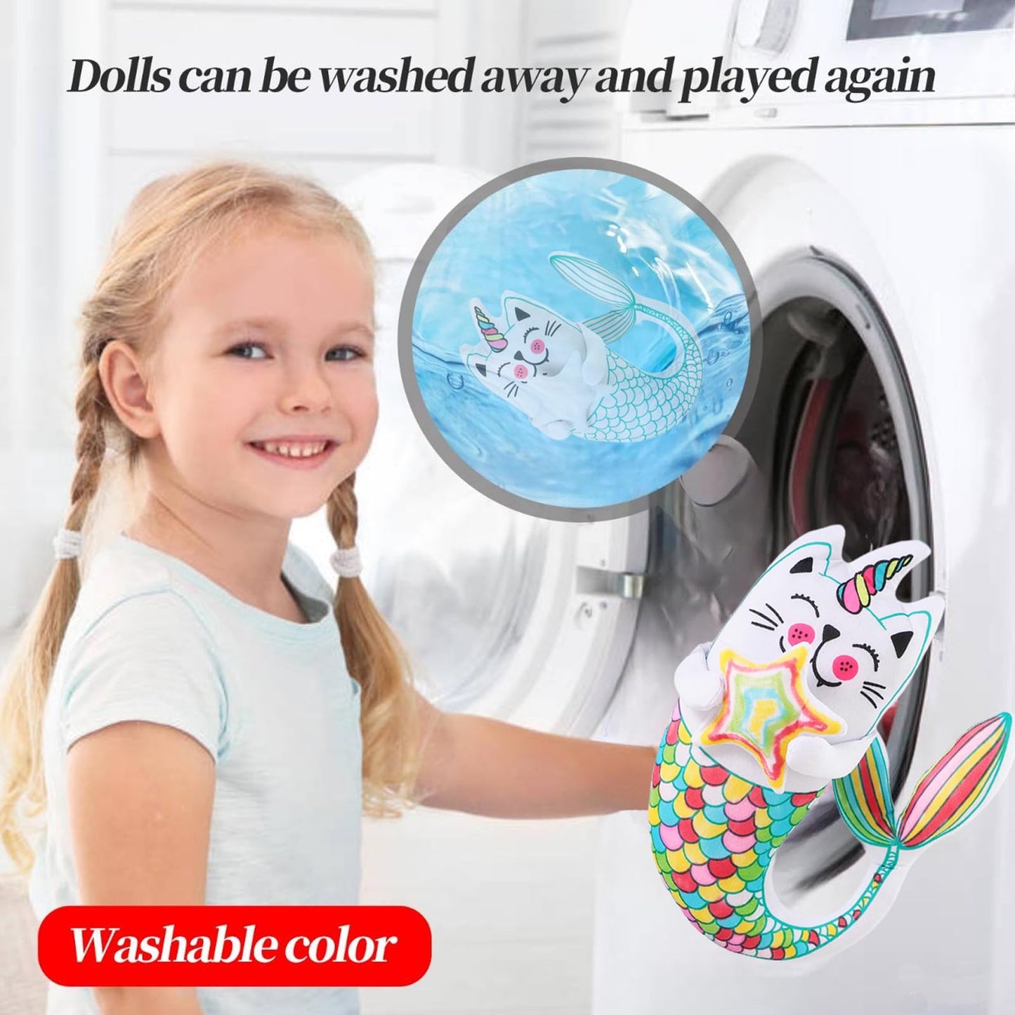 DRAWMYTOY Coloring Plush Toy with 5 Washable Markers – Doodle Dolls for Kids Aged 4-6