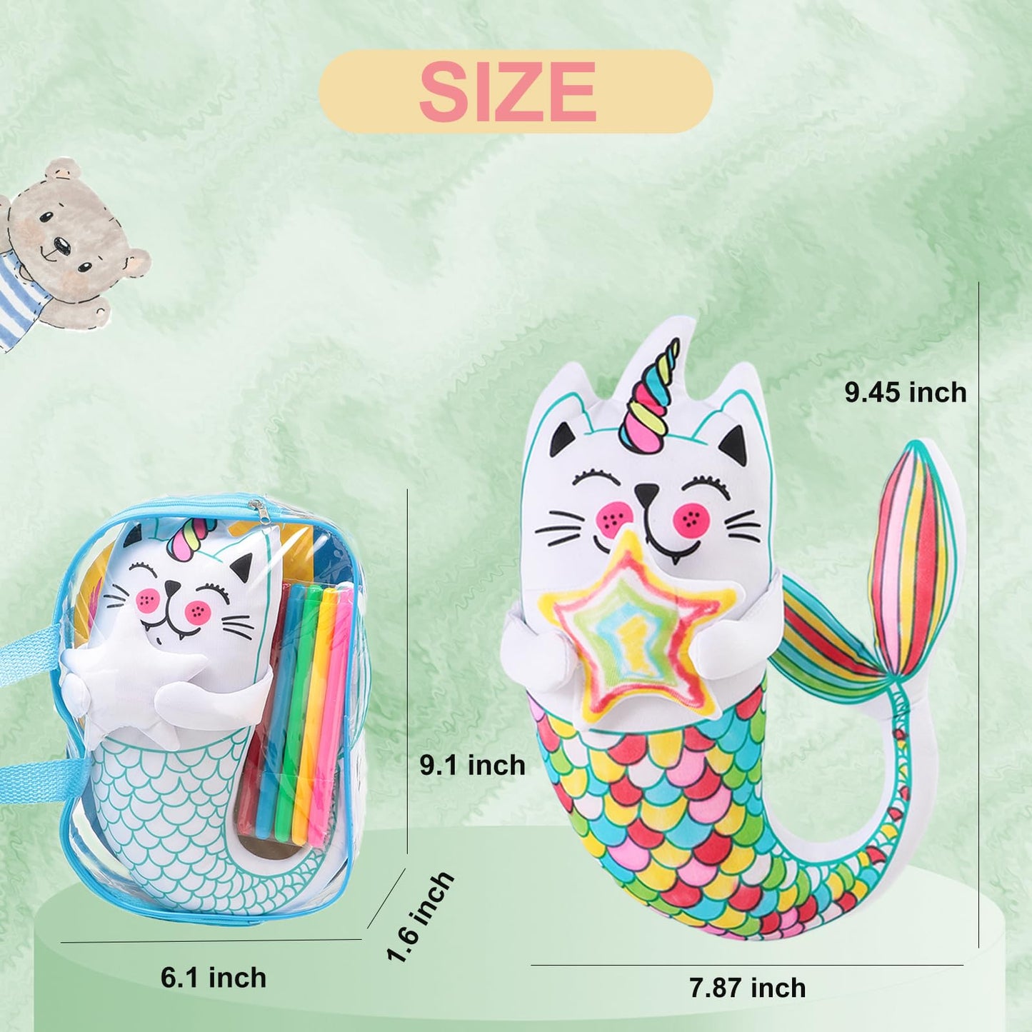 DRAWMYTOY Coloring Plush Toy with 5 Washable Markers – Doodle Dolls for Kids Aged 4-6