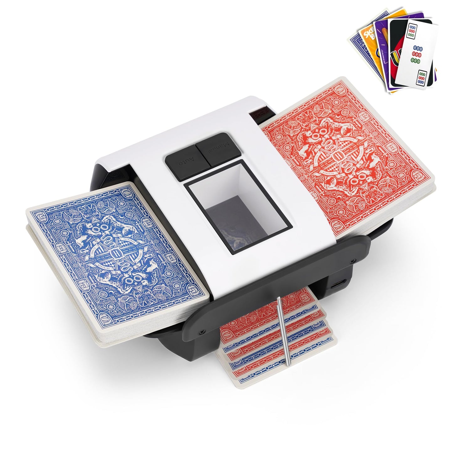 DrawPies Automatic Card Shuffler for 1–2 Decks | Low Noise & USB-C Rechargeable