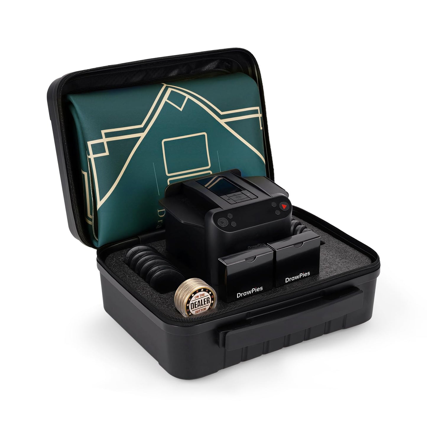 DrawPies Automatic Card Shuffler & Dealer 2-in-1 — 1–12 Players, 360° Rotatable, Ultra Quiet, Rechargeable