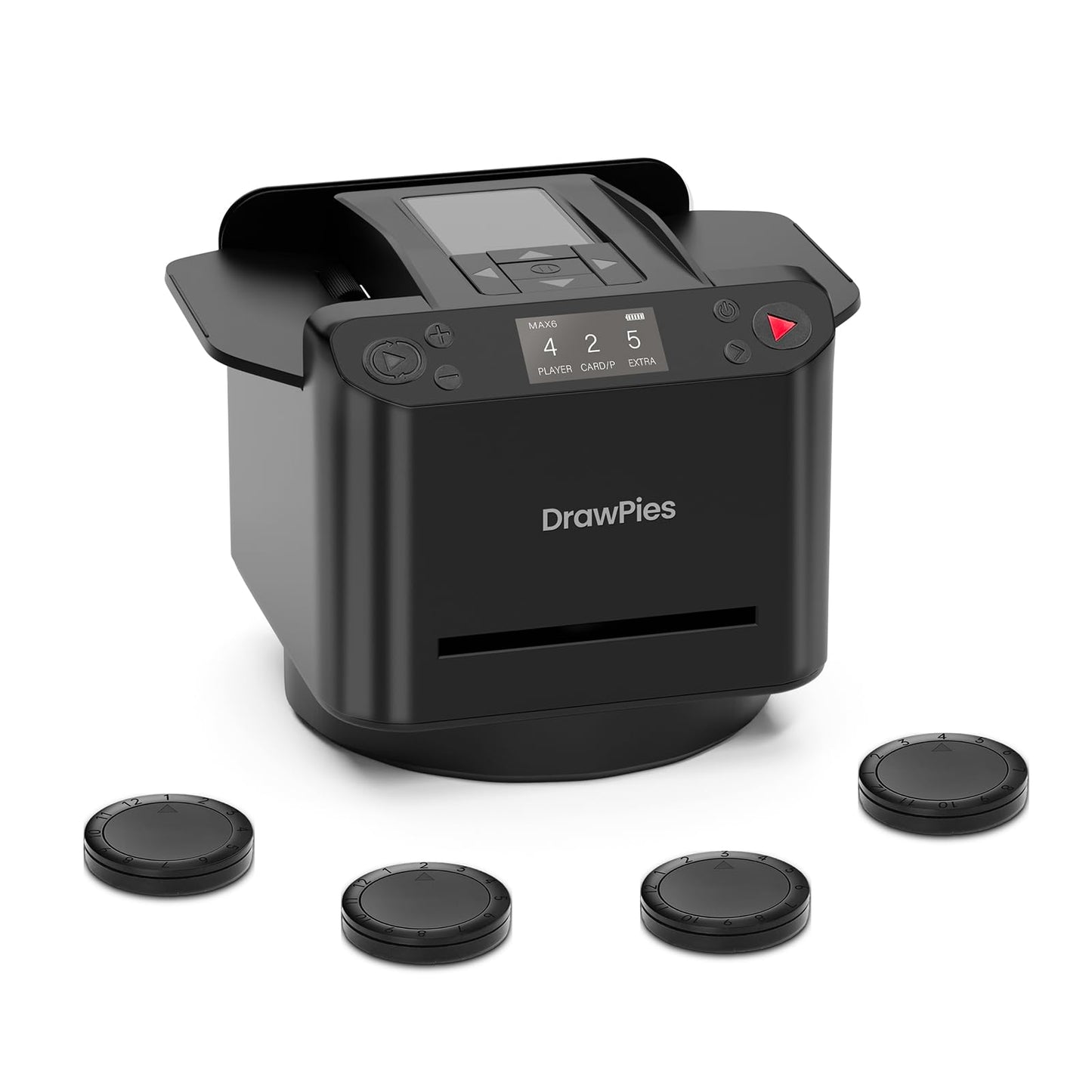 DrawPies MAX6 Automatic Card Shuffler & Dealer – 2-in-1, 12 Players, 360° Rotatable, Rechargeable