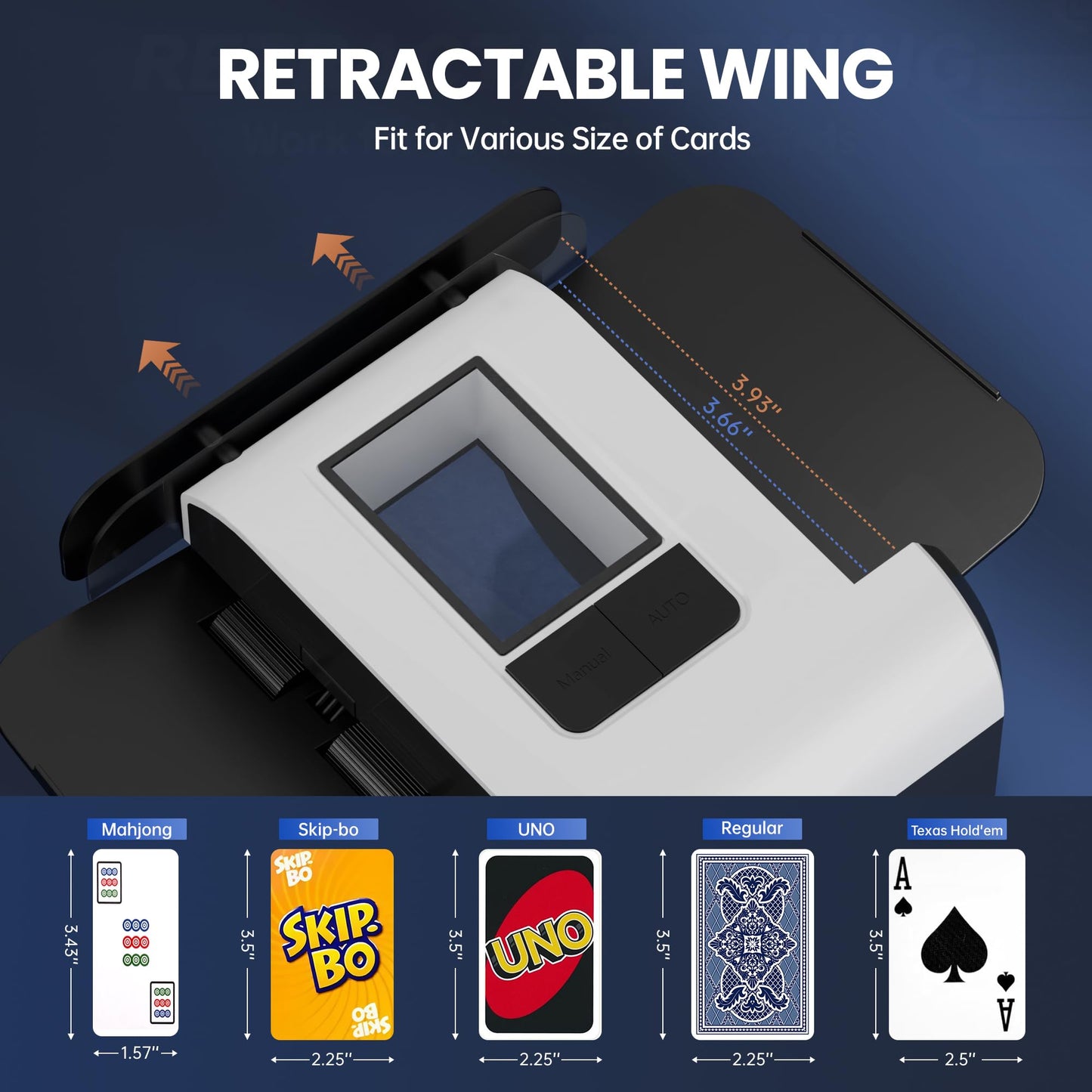 DrawPies Automatic Card Shuffler for 1–2 Decks | Low Noise & USB-C Rechargeable