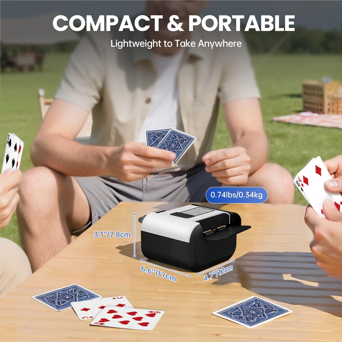 DrawPies Automatic Card Shuffler for 1–2 Decks | Low Noise & USB-C Rechargeable