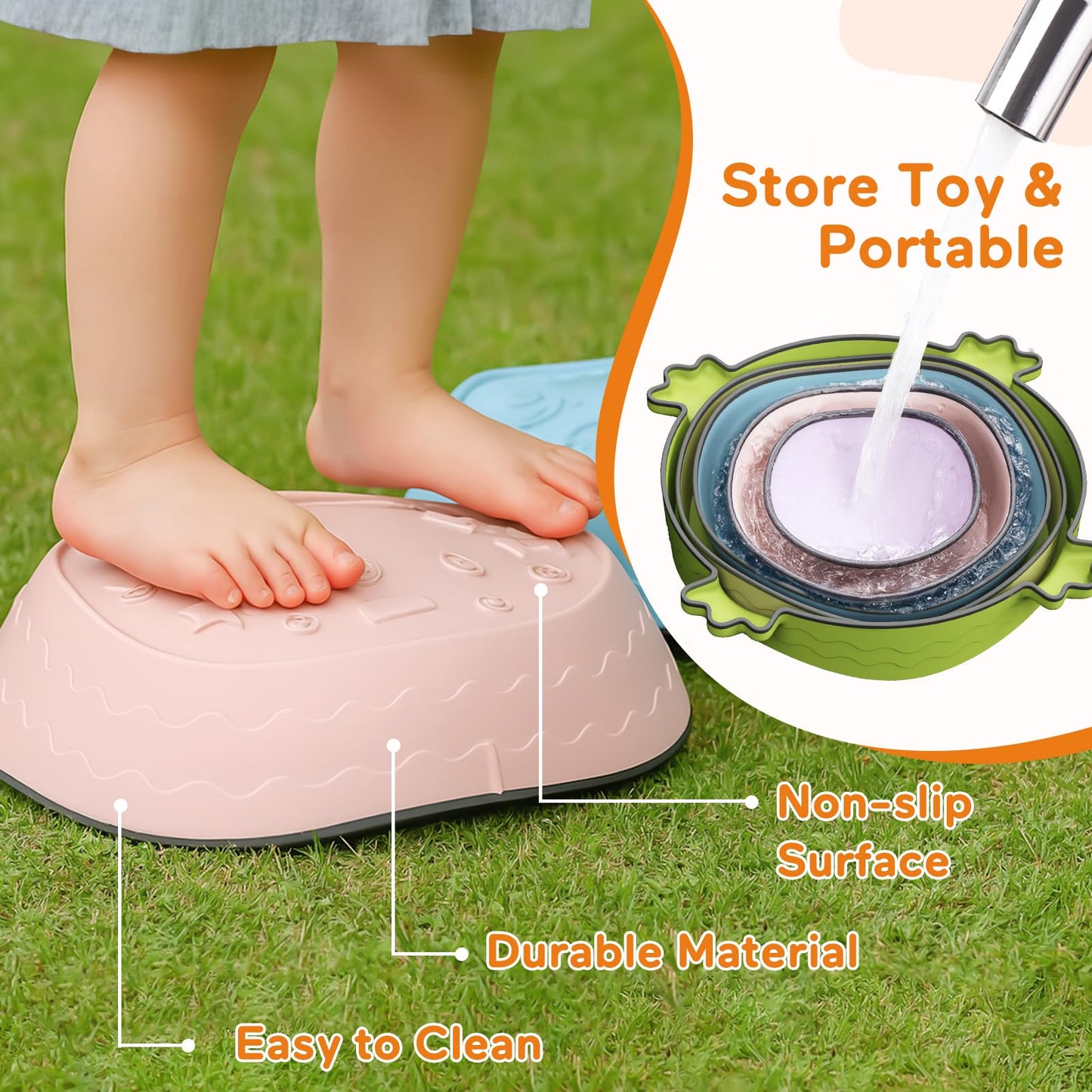 DREAM BUILDING Balance Stepping Stones for Kids | Non-Slip Sensory Toddler Stones to Promote Coordination & Active Play (Ages 3+)