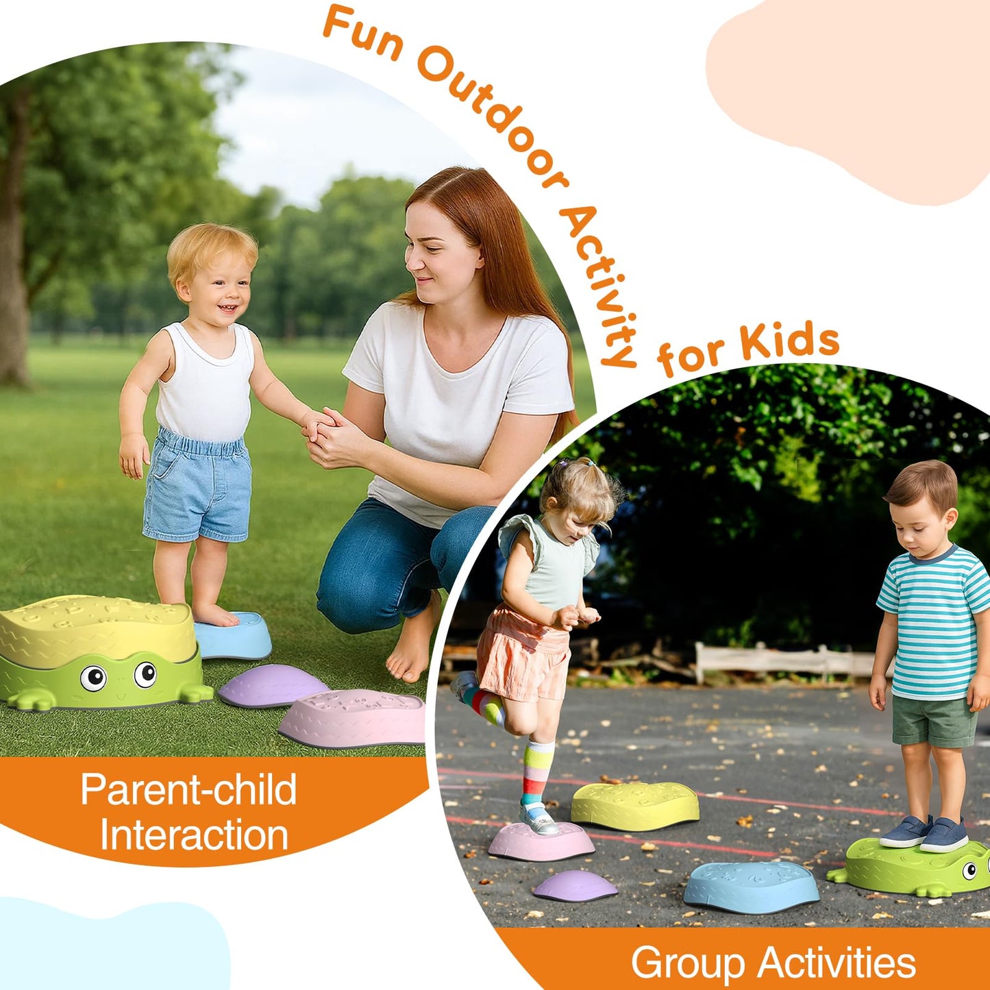DREAM BUILDING Balance Stepping Stones for Kids | Non-Slip Sensory Toddler Stones to Promote Coordination & Active Play (Ages 3+)