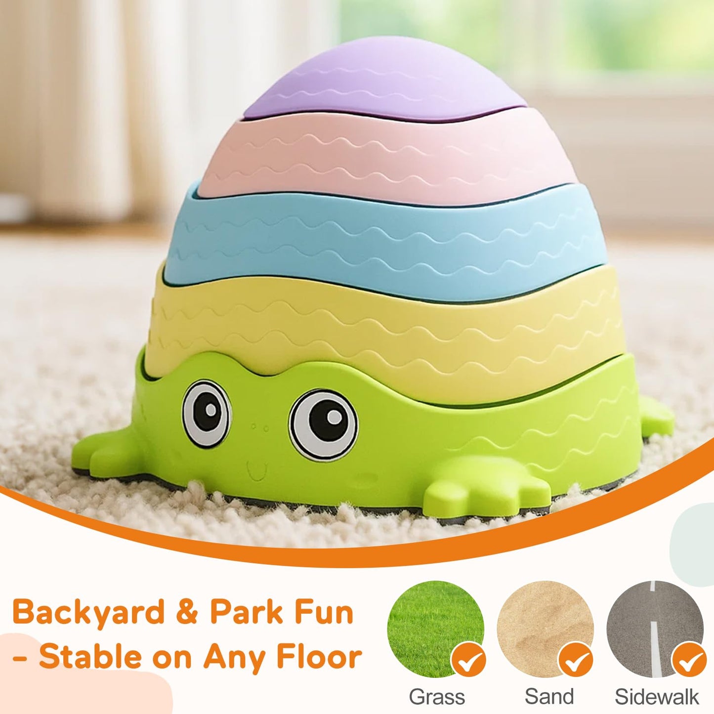 DREAM BUILDING Balance Stepping Stones for Kids | Non-Slip Sensory Toddler Stones to Promote Coordination & Active Play (Ages 3+)