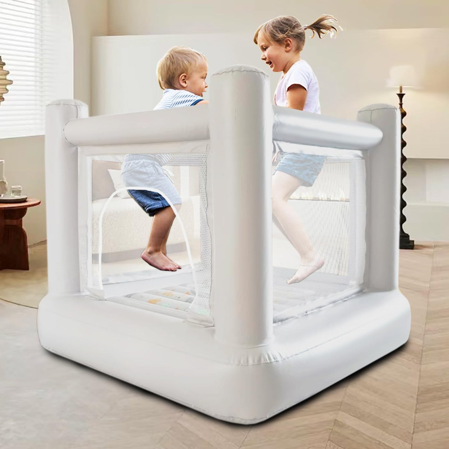Dream Castle Mini Bounce House with Electric Pump – Indoor/Outdoor Play for Kids 3-6 (55 x 55 in)