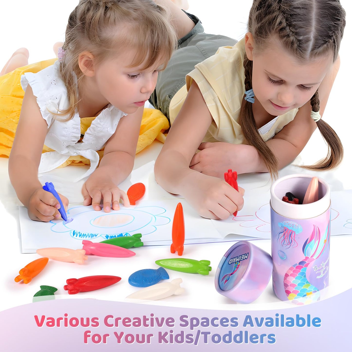 DreamCandy Rocket & Fish-Shaped Crayons – 18pc Non-Toxic Washable Toddler Crayon Set