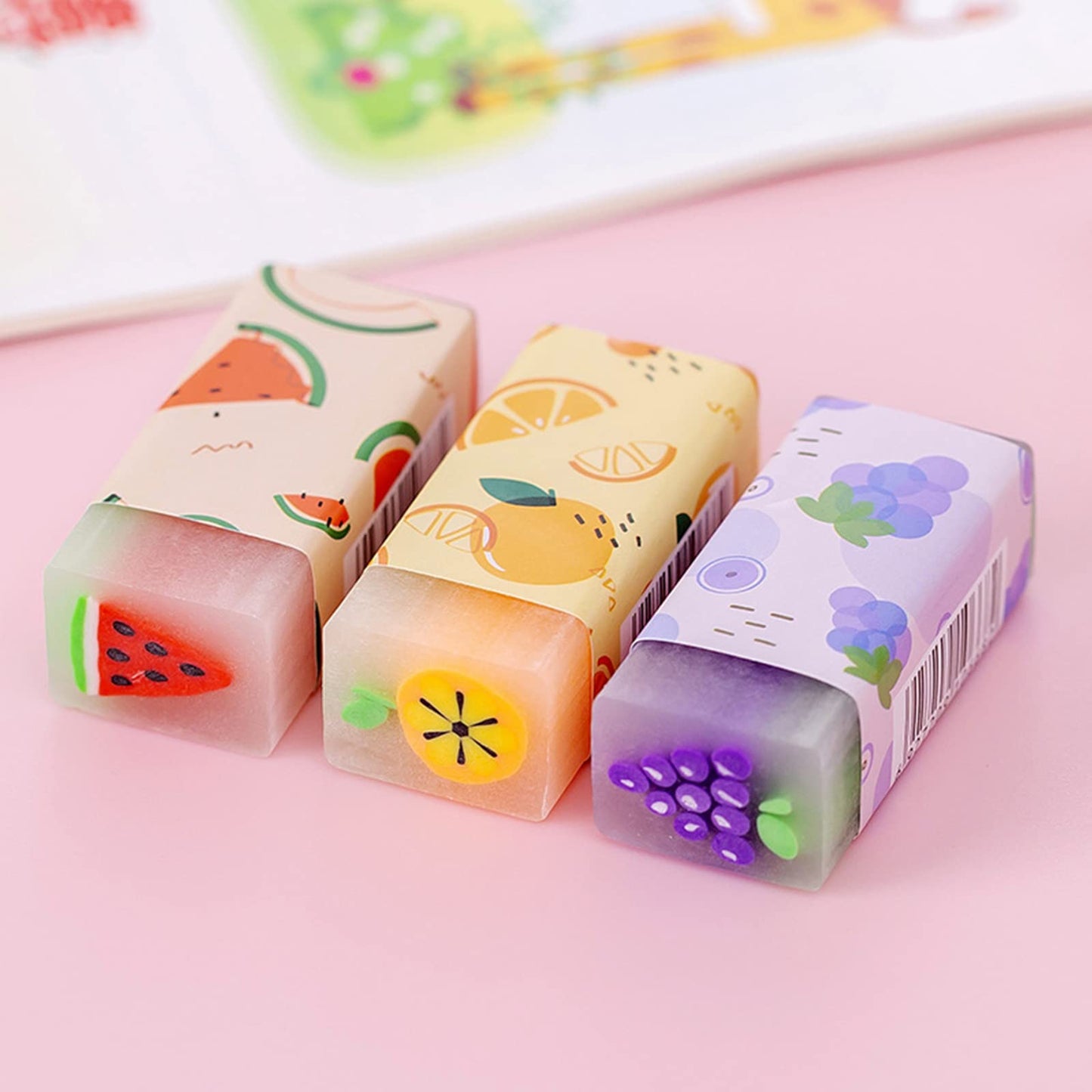 Dreamm Cute Erasers for Kids – 16-Pack Bulk, 4 Styles (Fruit, Ball, Sakura, Dinosaur)