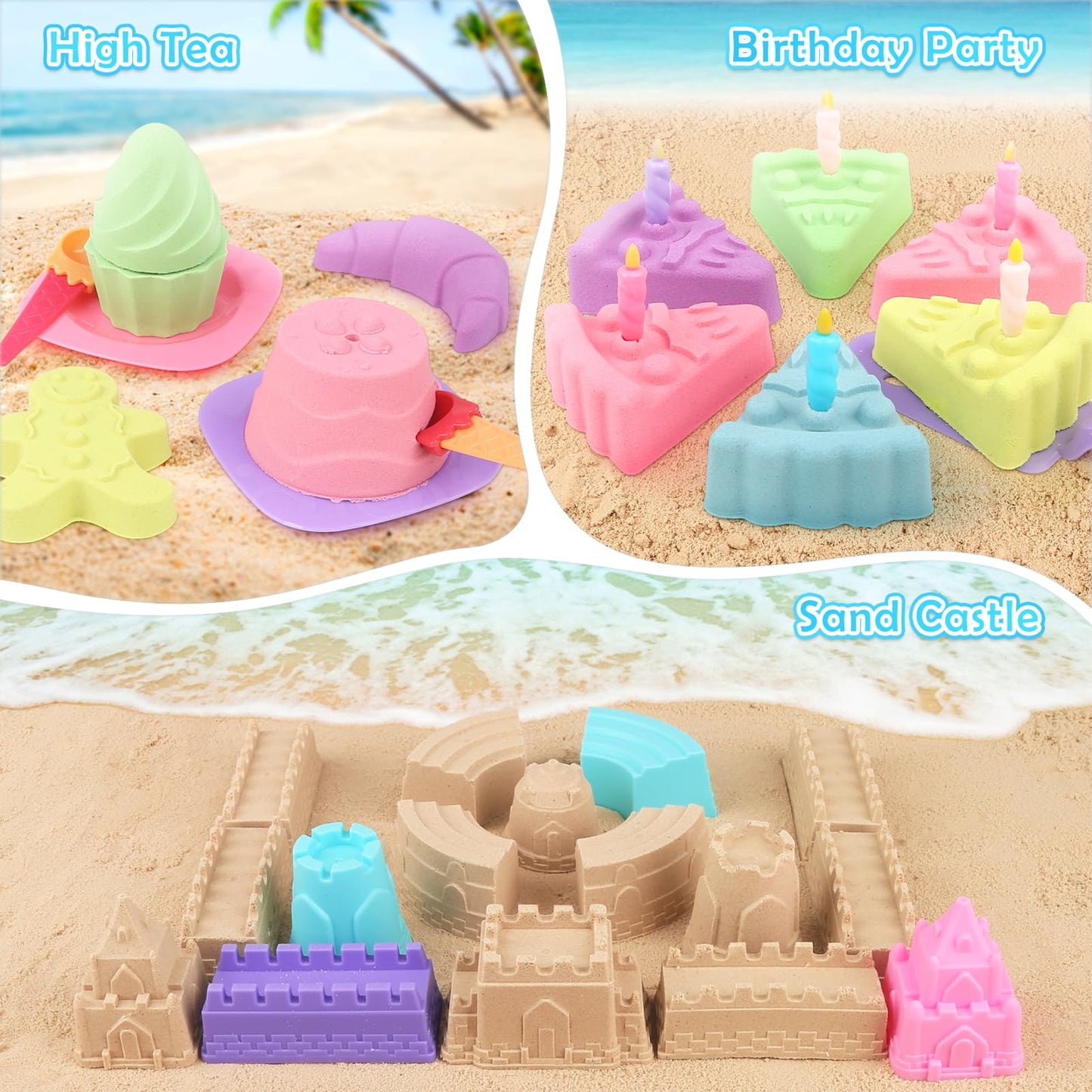 Dreamon Collapsible Beach Toys Set for Kids 3-10 | 2 Buckets, Molds & Mesh Bags