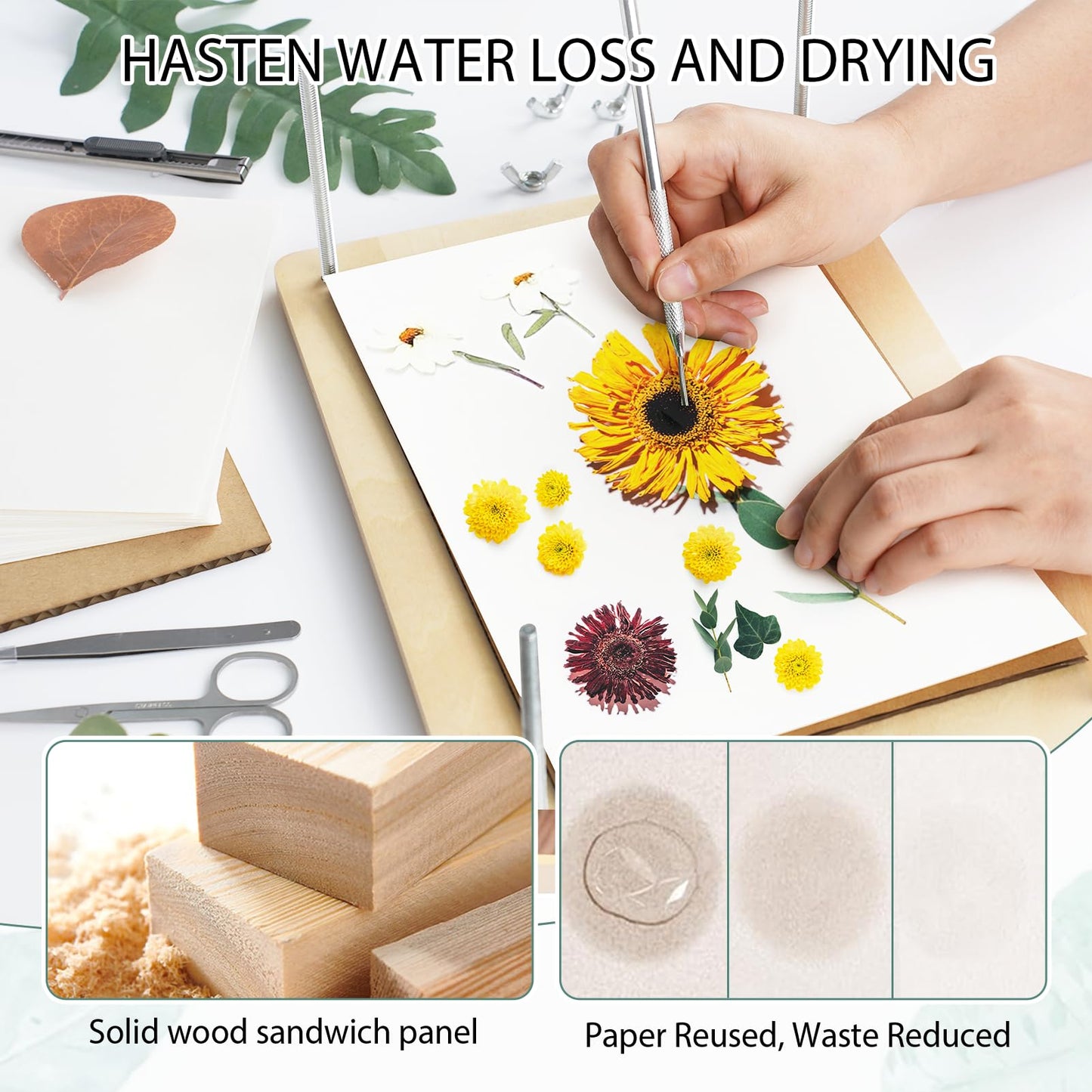 Dreamon Large Flower Press Kit - 11.8 x 8.3 in, 10 Layers, DIY Floral Pressing for Adults & Teens