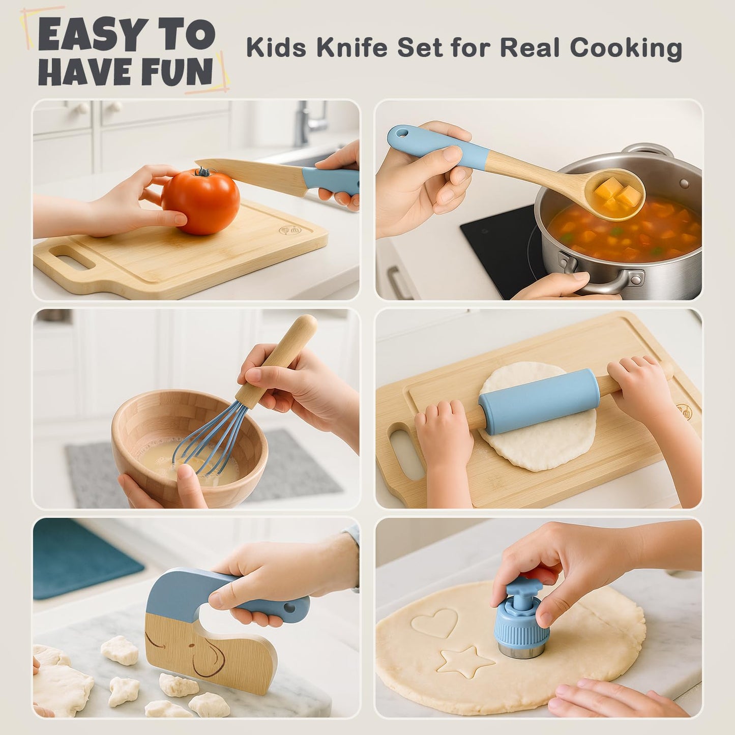 Dreamon 29-Pcs Wooden Kids Cooking Set — Real Kitchen Tools for 3+ Year Olds