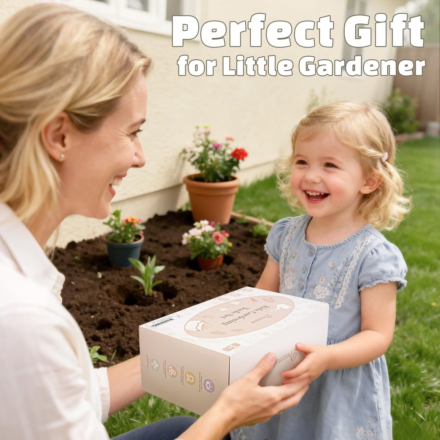 Dreamon Gardening Set for Kids – Pink Tool Kit with Tote, Apron, Gloves, Shovel & Watering Can