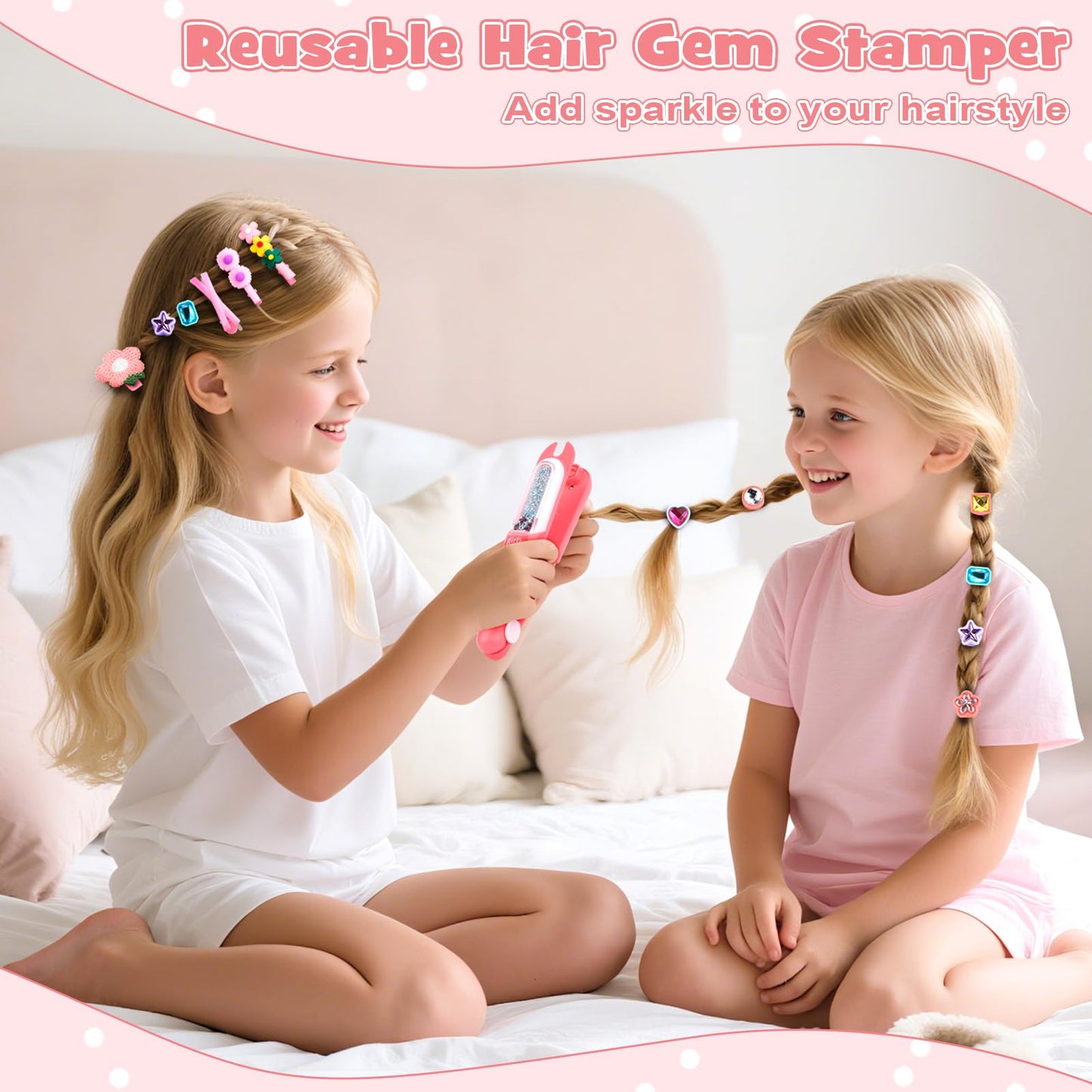 Dreamon 51 Pcs Hair Styling Tools – Gem Stamper, Automatic Braider, Reusable Diamonds & Hair Chalk – Gift Set