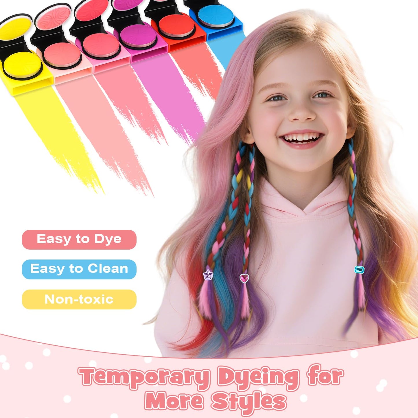 Dreamon 51 Pcs Hair Styling Tools – Gem Stamper, Automatic Braider, Reusable Diamonds & Hair Chalk – Gift Set