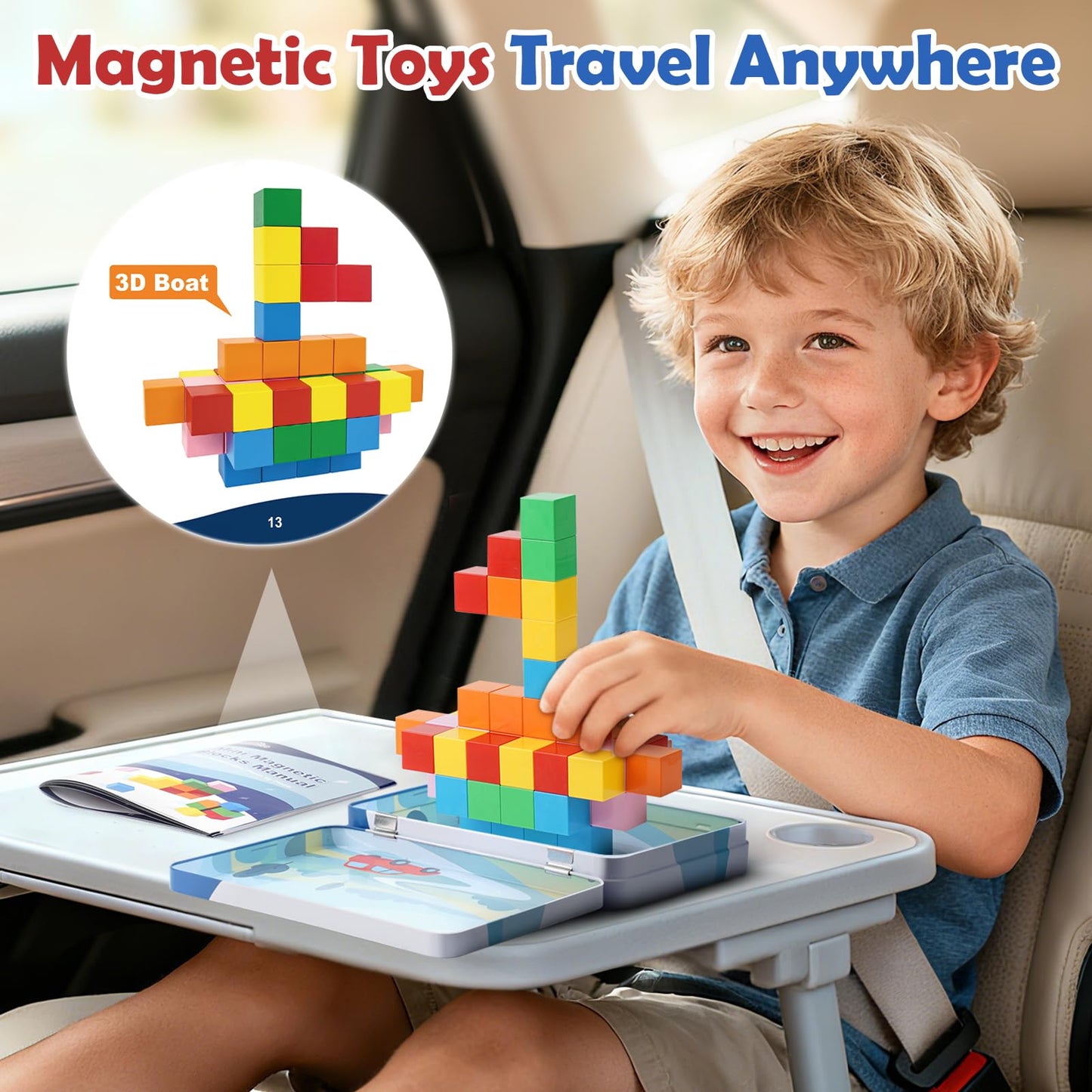 Dreamon 52 PCS Magnetic Blocks with Metal Tin – 0.8in Mini Building Cubes for Travel, STEM Toys for Kids 3+