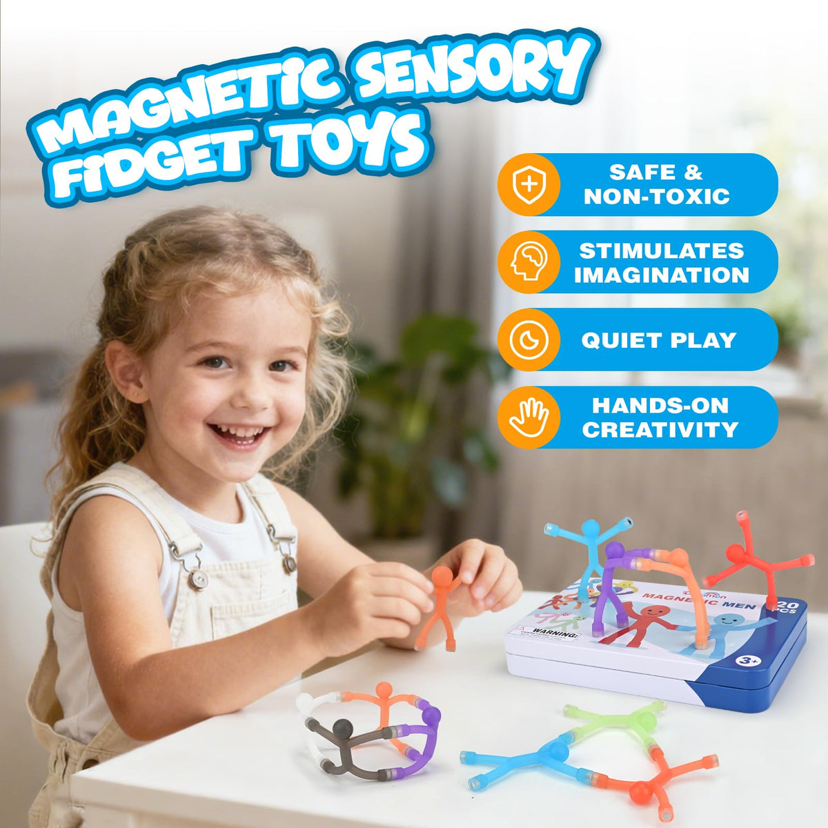 Dreamon 20Pcs Magnetic Travel Toys for Kids – Portable Fidget Playset in a Metal Tin