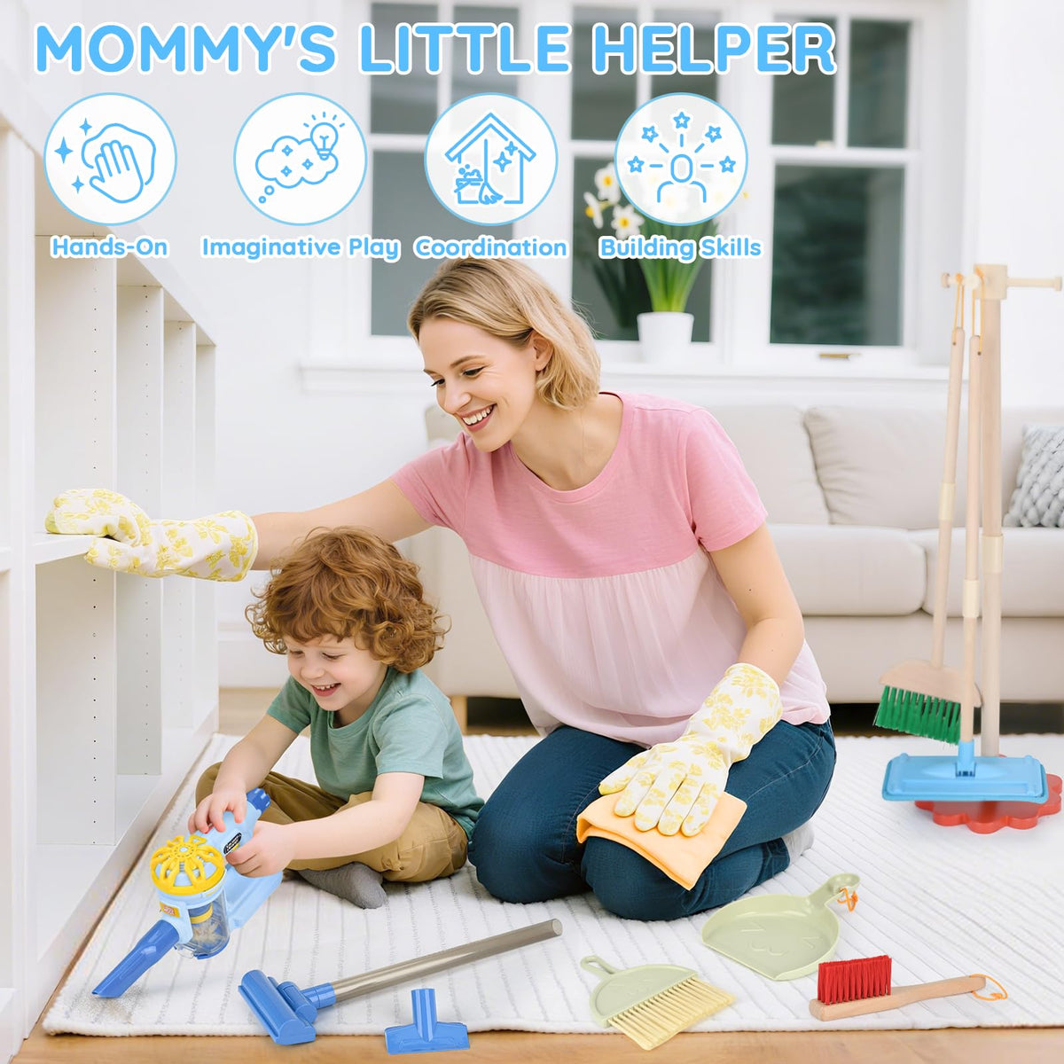 Dreamon Wooden Toddler Cleaning Set – 11-Piece with 3-in-1 Vacuum