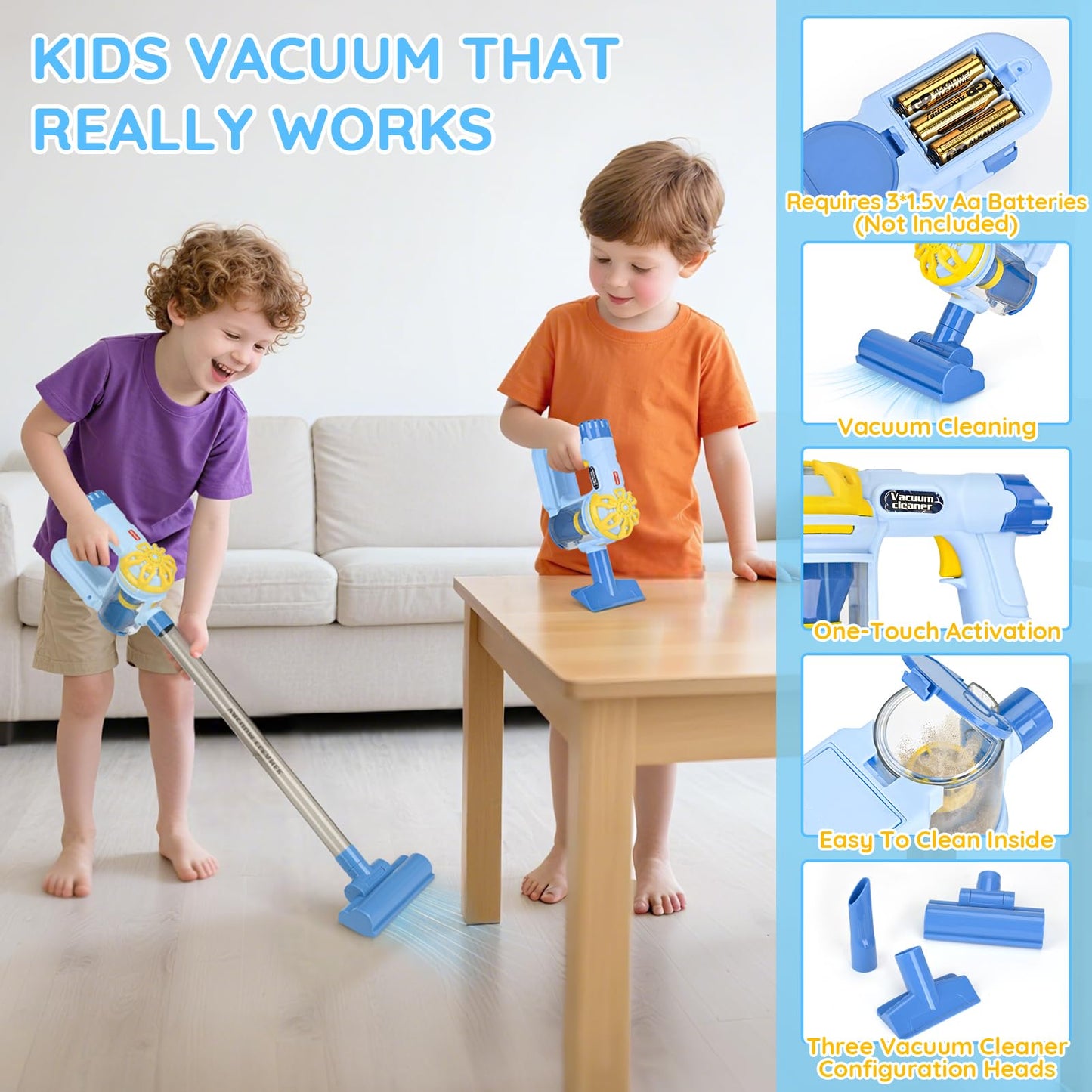 Dreamon Wooden Toddler Cleaning Set – 11-Piece with 3-in-1 Vacuum