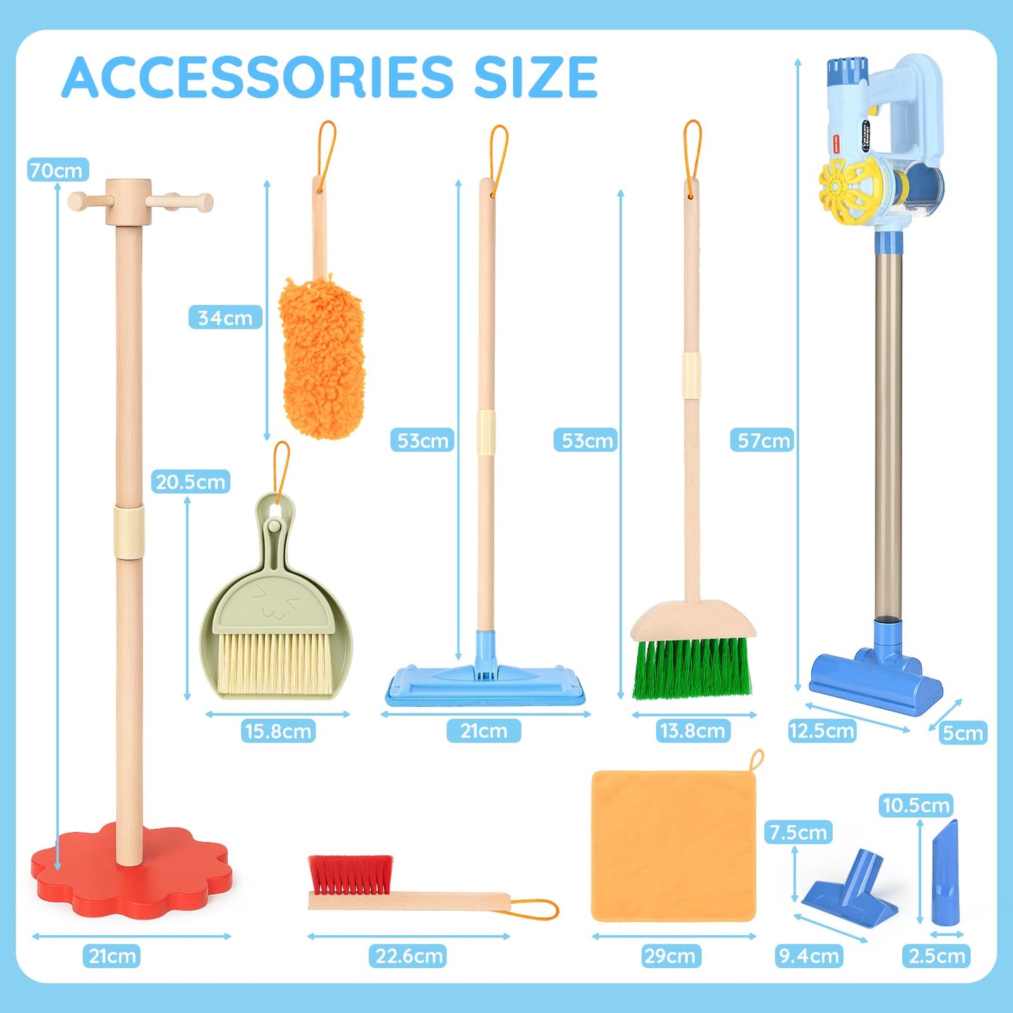 Dreamon Wooden Toddler Cleaning Set – 11-Piece with 3-in-1 Vacuum