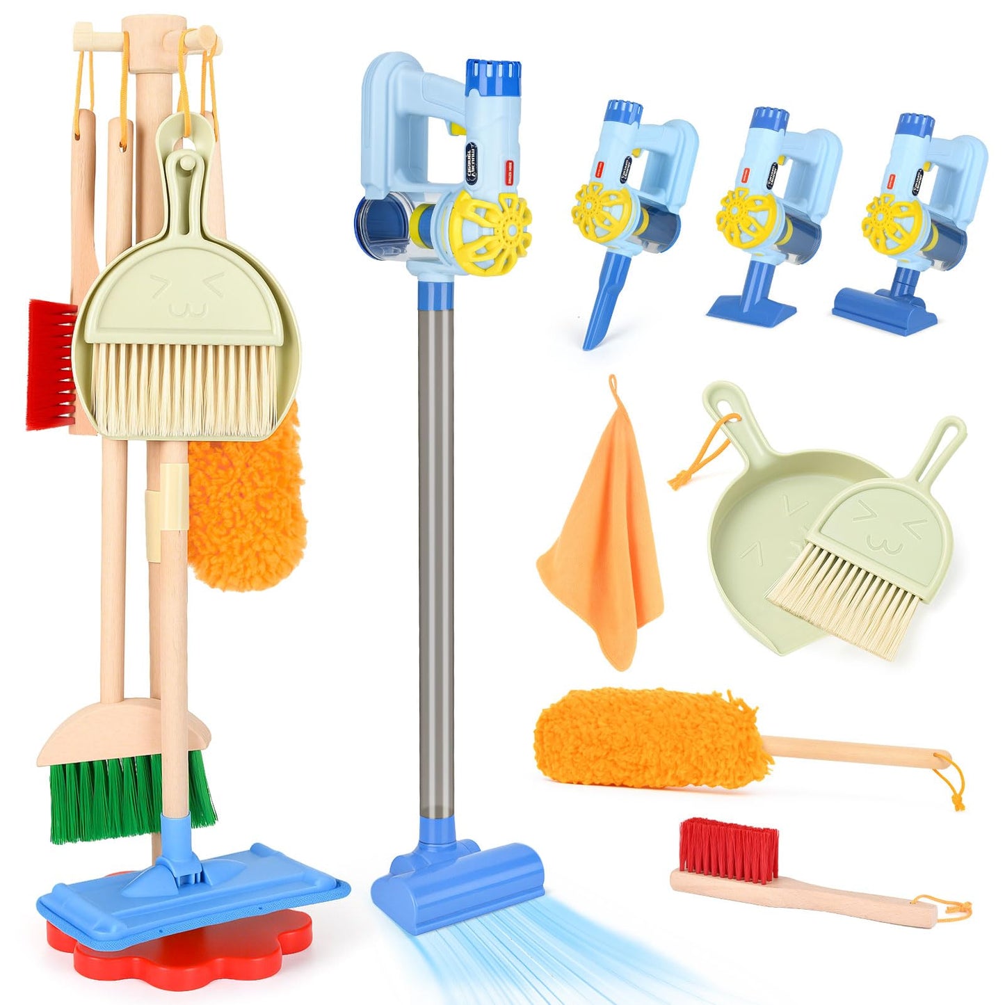 Dreamon Wooden Toddler Cleaning Set – 11-Piece with 3-in-1 Vacuum