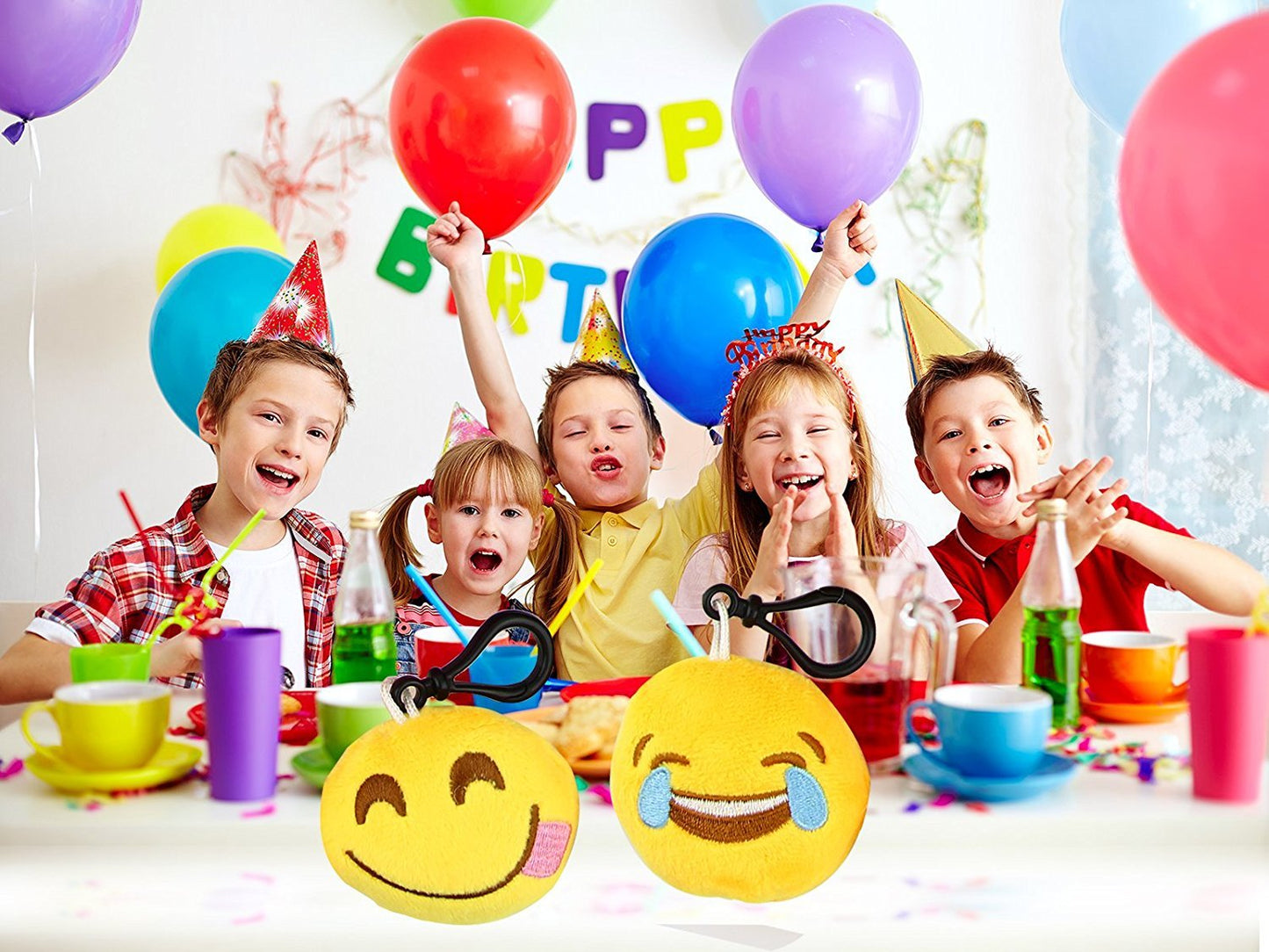 Dreampark Emoticon Keychain Plush Pillows — 64 Pack Party Favors & Gifts