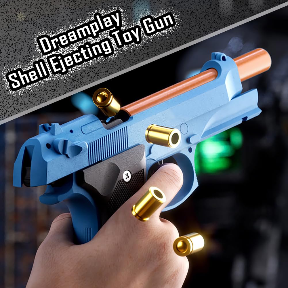 Dreamplay Shell Ejecting Toy Gun – Beretta 92 Pull-Back Action Educational Toy for Kids