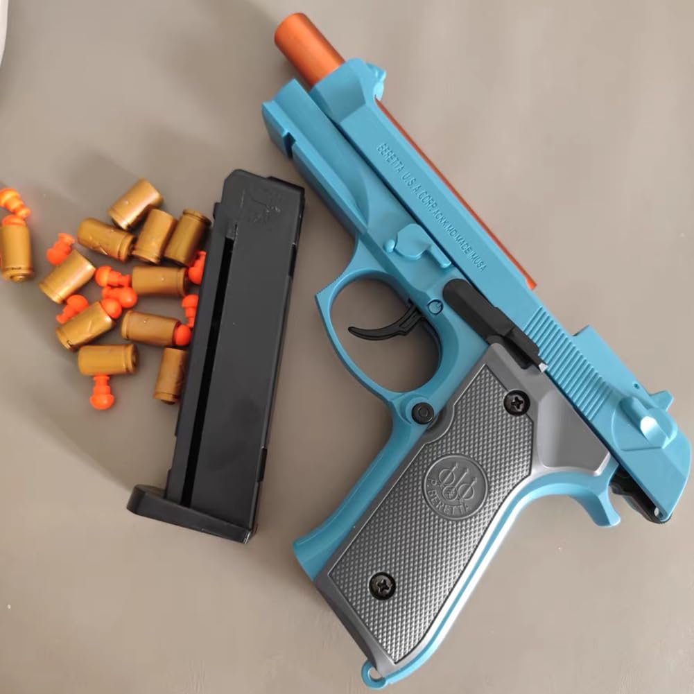Dreamplay Shell Ejecting Toy Gun – Beretta 92 Pull-Back Action Educational Toy for Kids