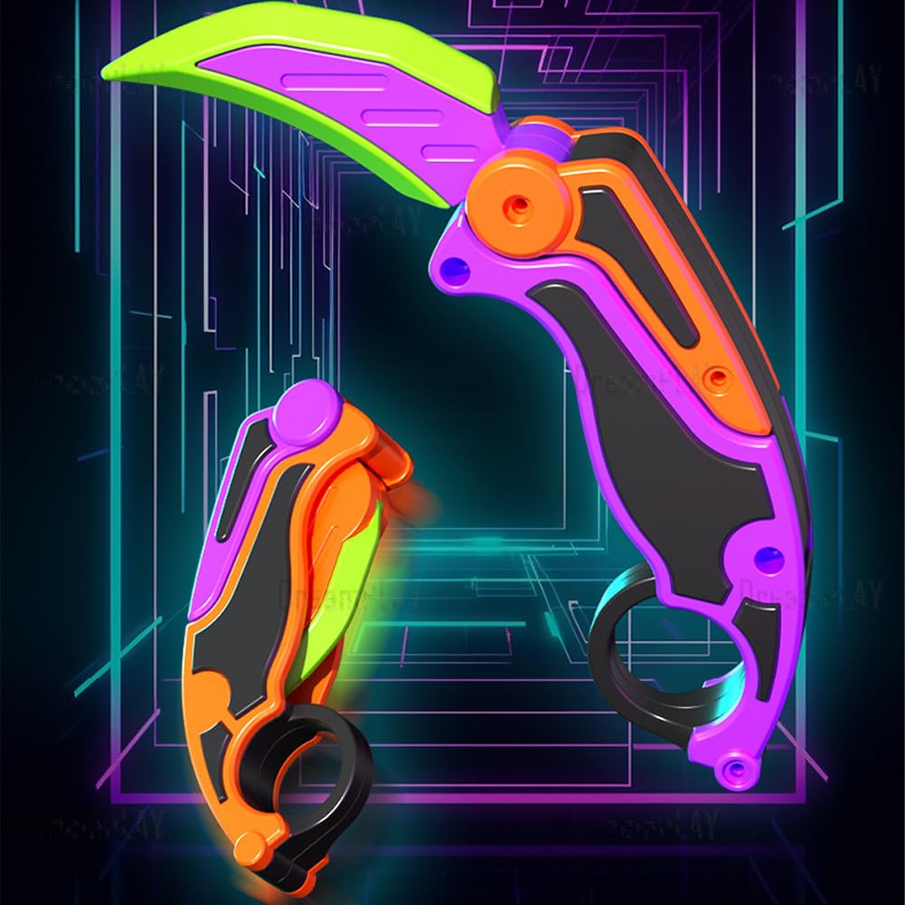 Dreamplay Fidget Gravity Knife Set — 2 Pcs, 3D Printed Safe Fake Karambit Toys