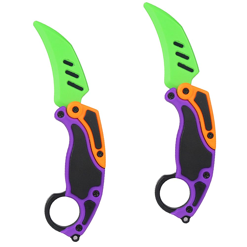 Dreamplay Fidget Gravity Knife Set — 2 Pcs, 3D Printed Safe Fake Karambit Toys
