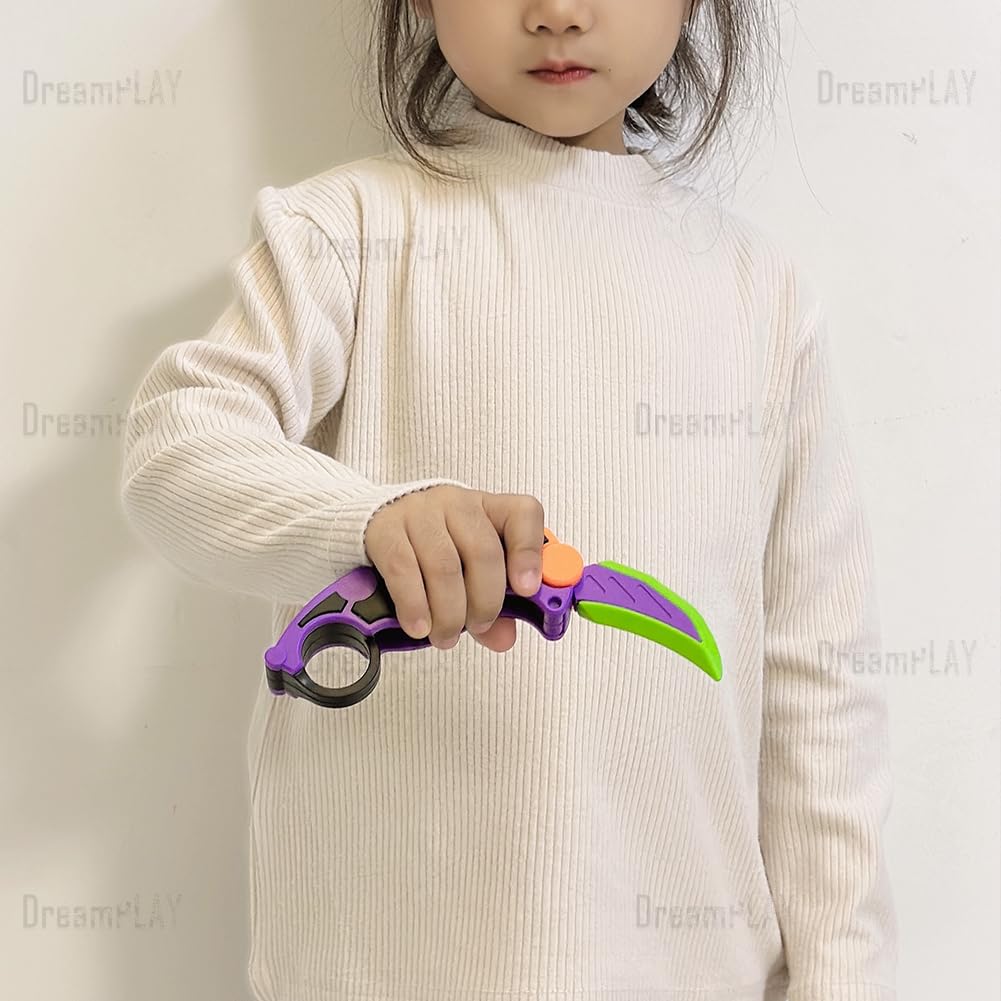 Dreamplay Fidget Gravity Knife Set — 2 Pcs, 3D Printed Safe Fake Karambit Toys