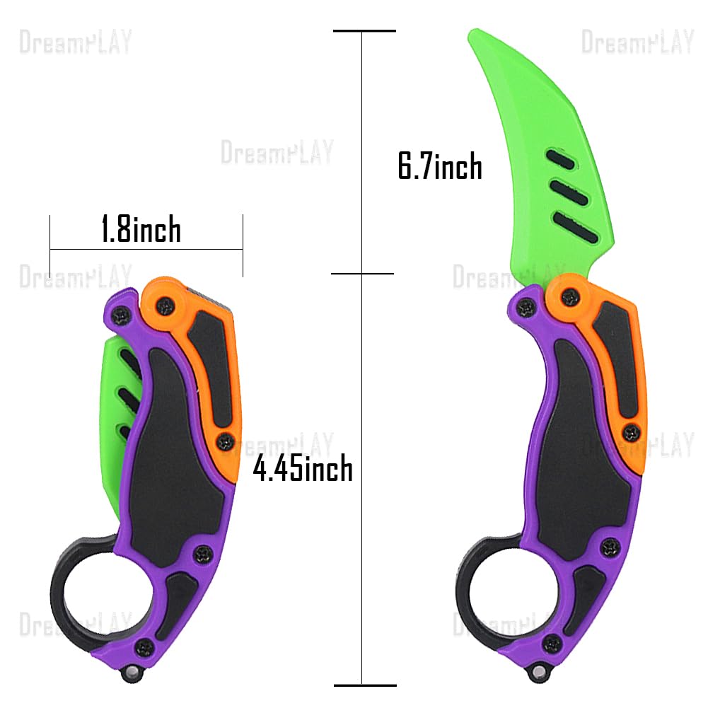 Dreamplay Fidget Gravity Knife Set — 2 Pcs, 3D Printed Safe Fake Karambit Toys