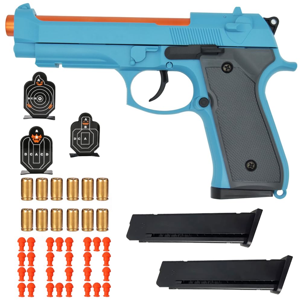 Dreamplay Shell Ejecting Toy Gun – Beretta 92 Pull-Back Action Educational Toy for Kids