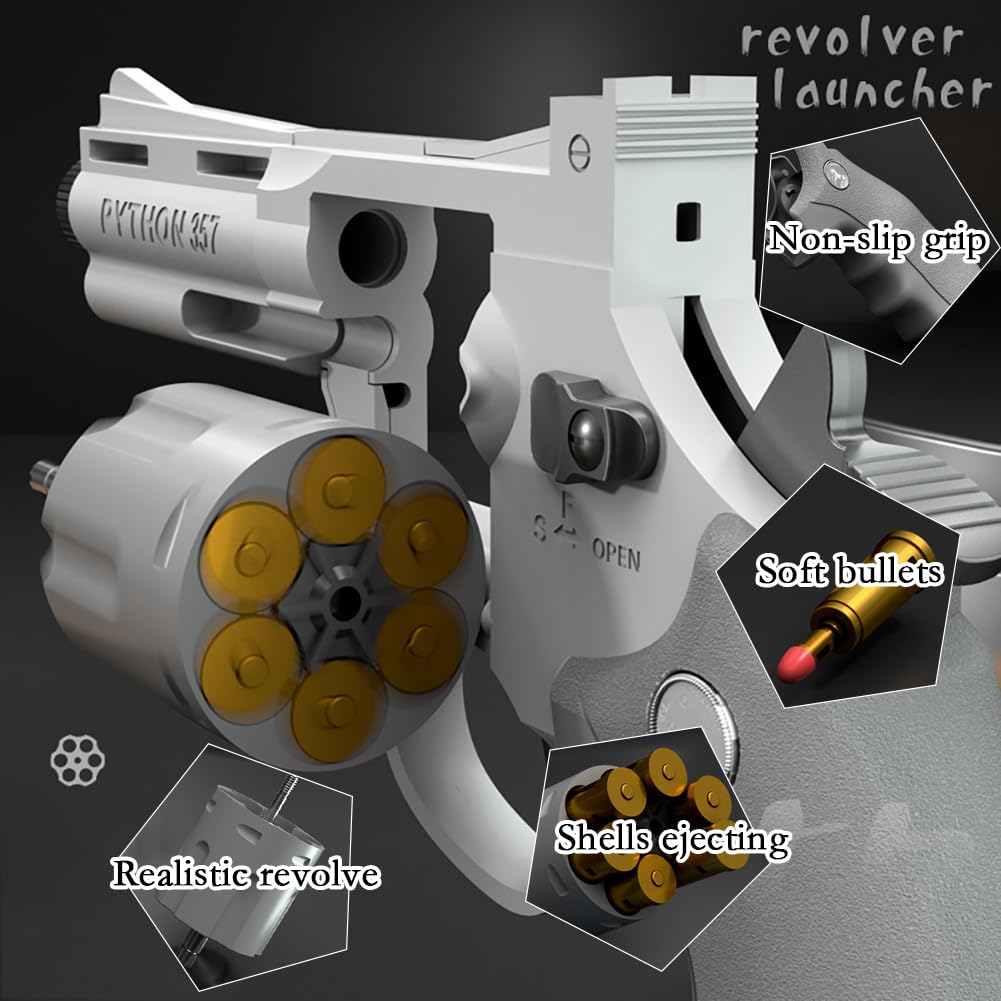 Dreamplay Soft Bullets Revolver Toy Gun – Safe Foam Blasters, 100 Bullets, 12 Shells & 3 Targets, Green